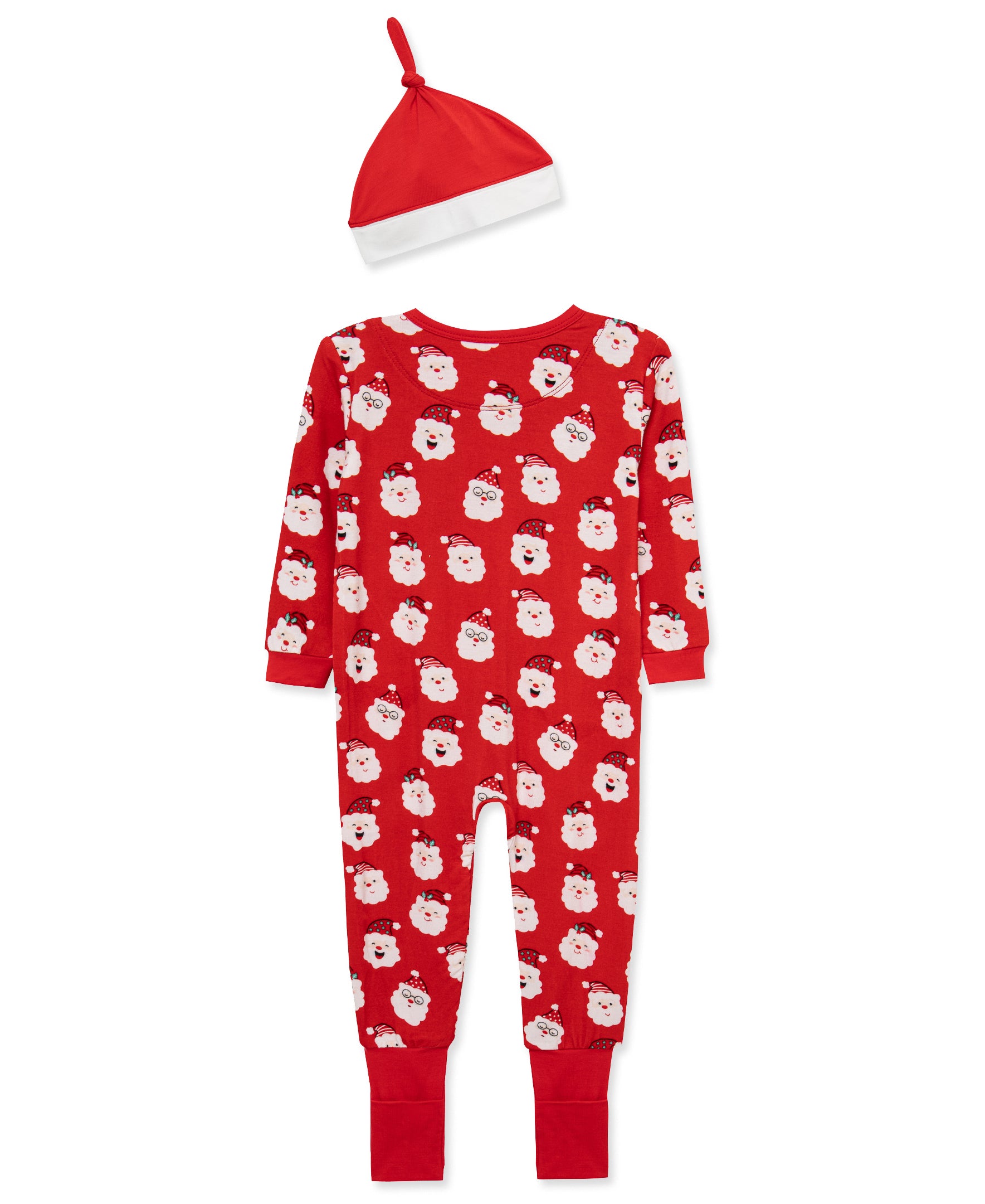 Santa Non-Slip Zip Front Footie & Hat (12M-24M) - Little Me