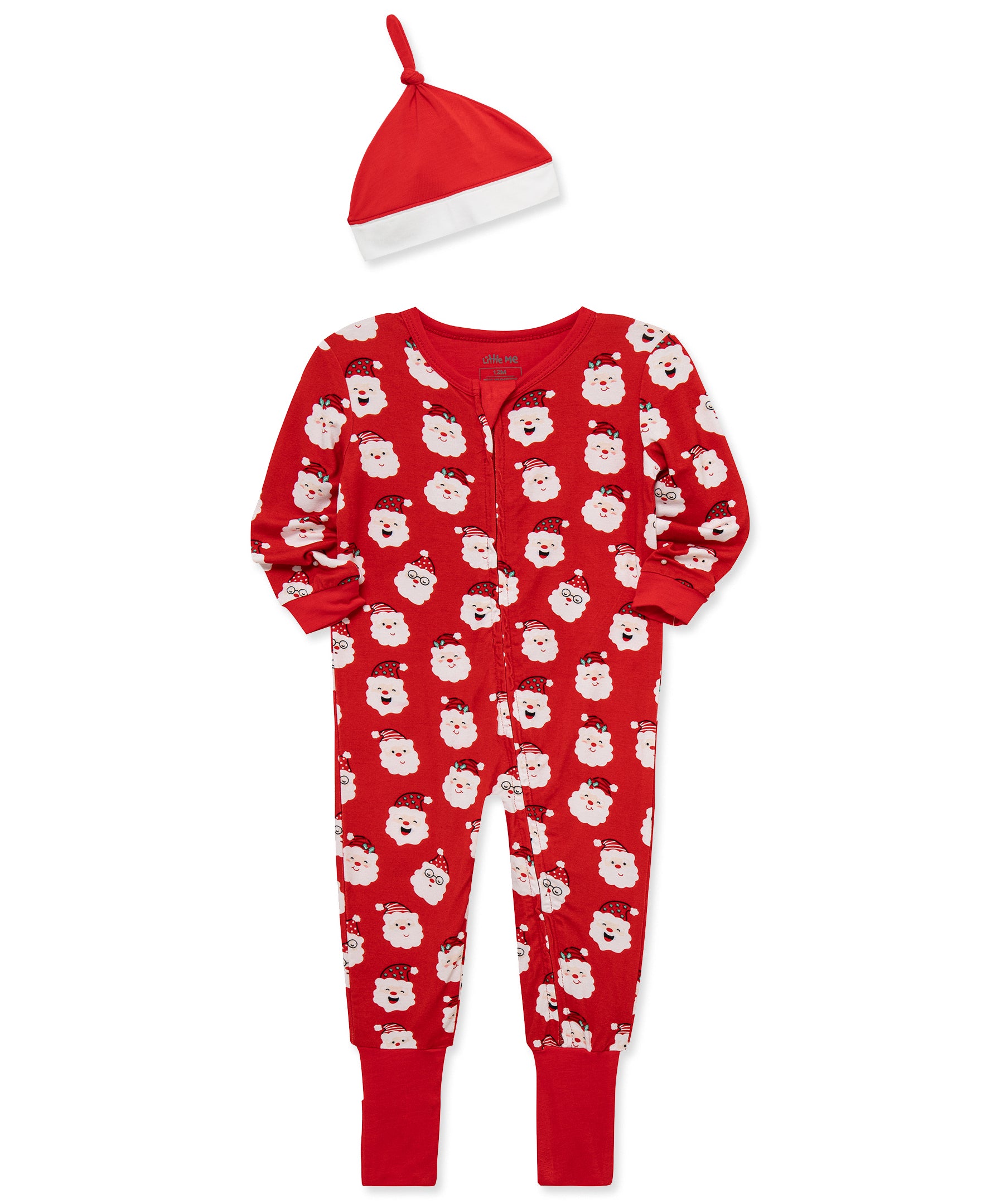Santa Non-Slip Zip Front Footie & Hat (12M-24M) - Little Me