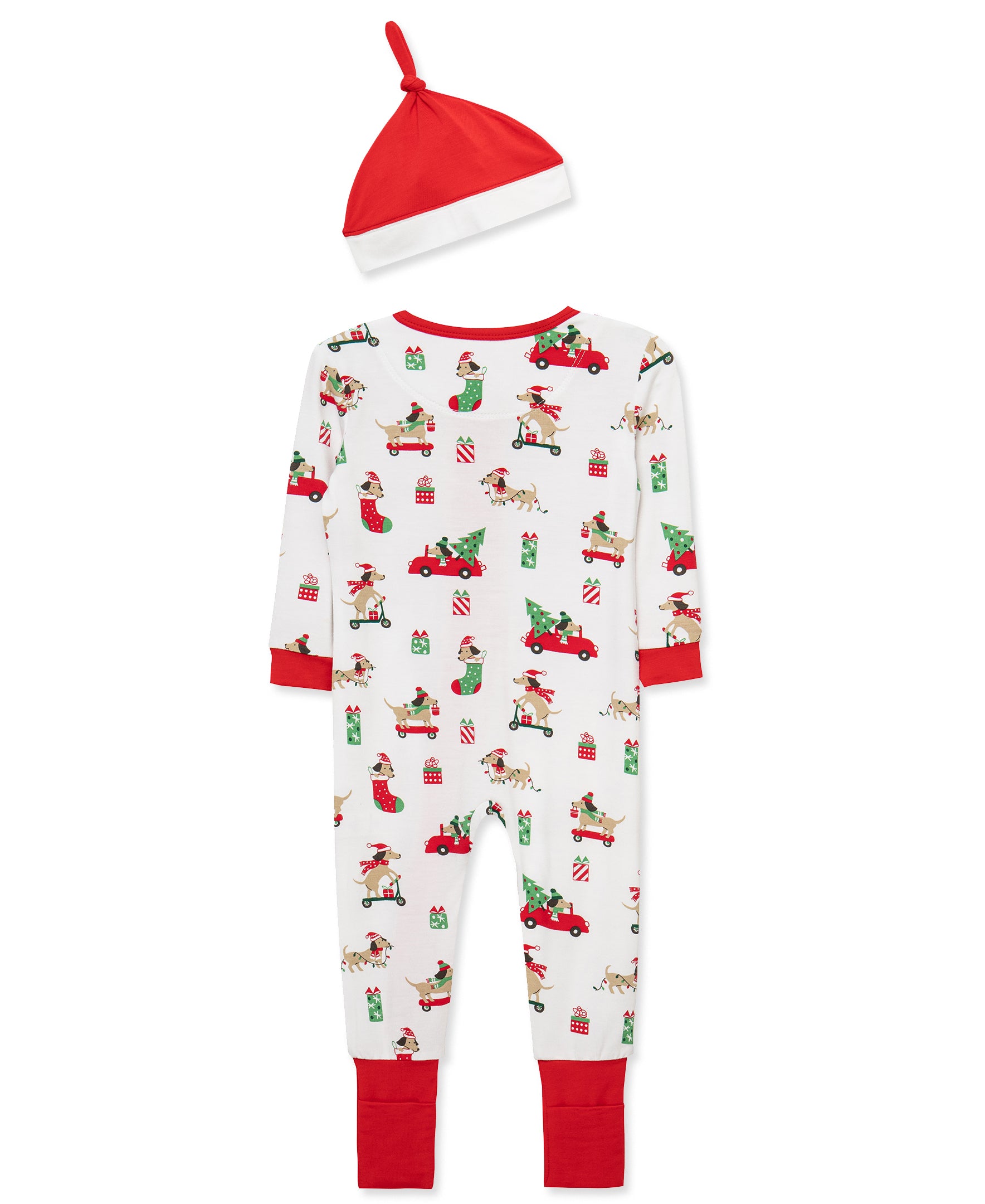 Puppy Non-Slip Zip Front Footie & Hat (12M-24M) - Little Me