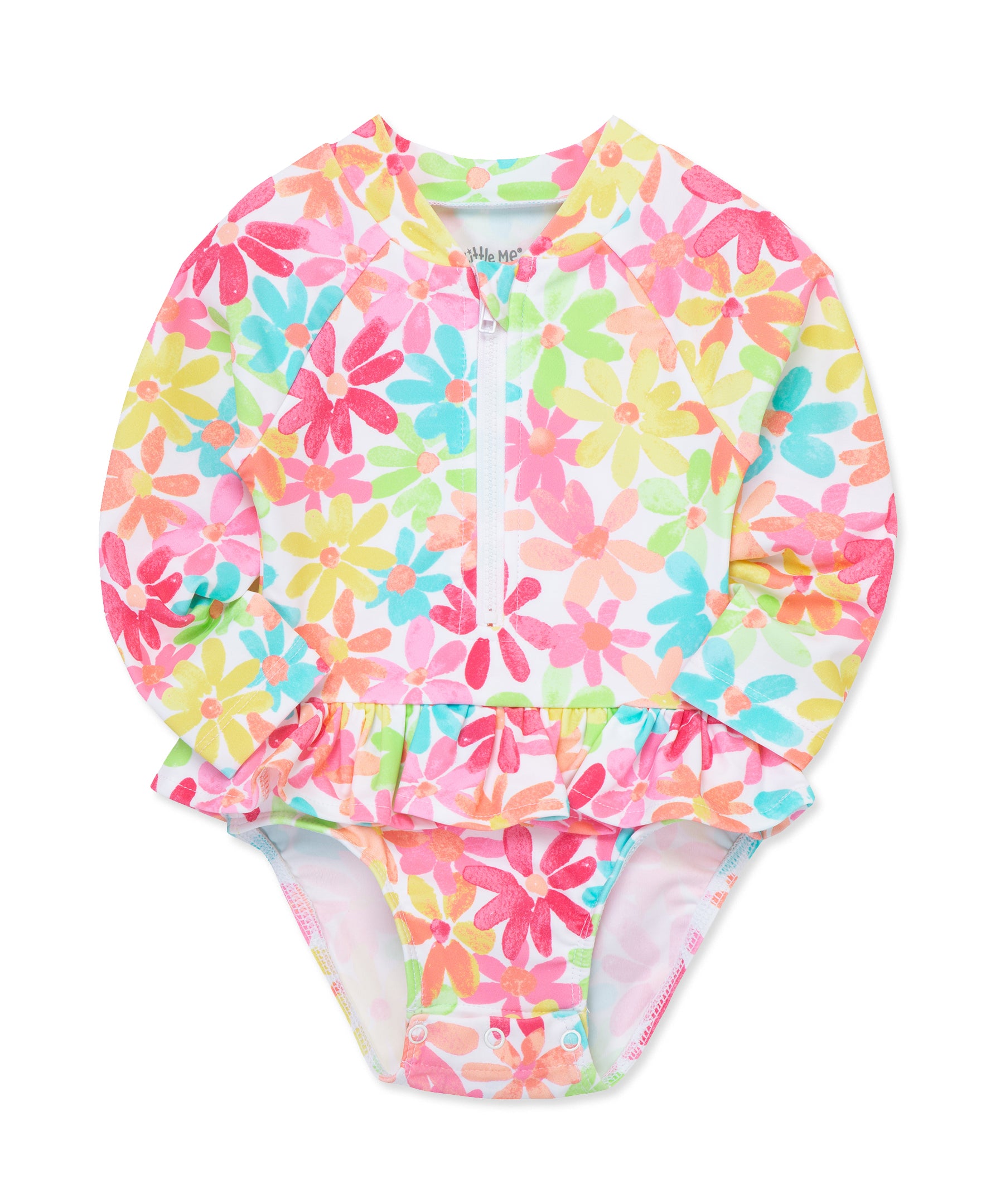 Multi Floral 1-Piece Rashguard Swimsuit (2T-4T) - Little Me