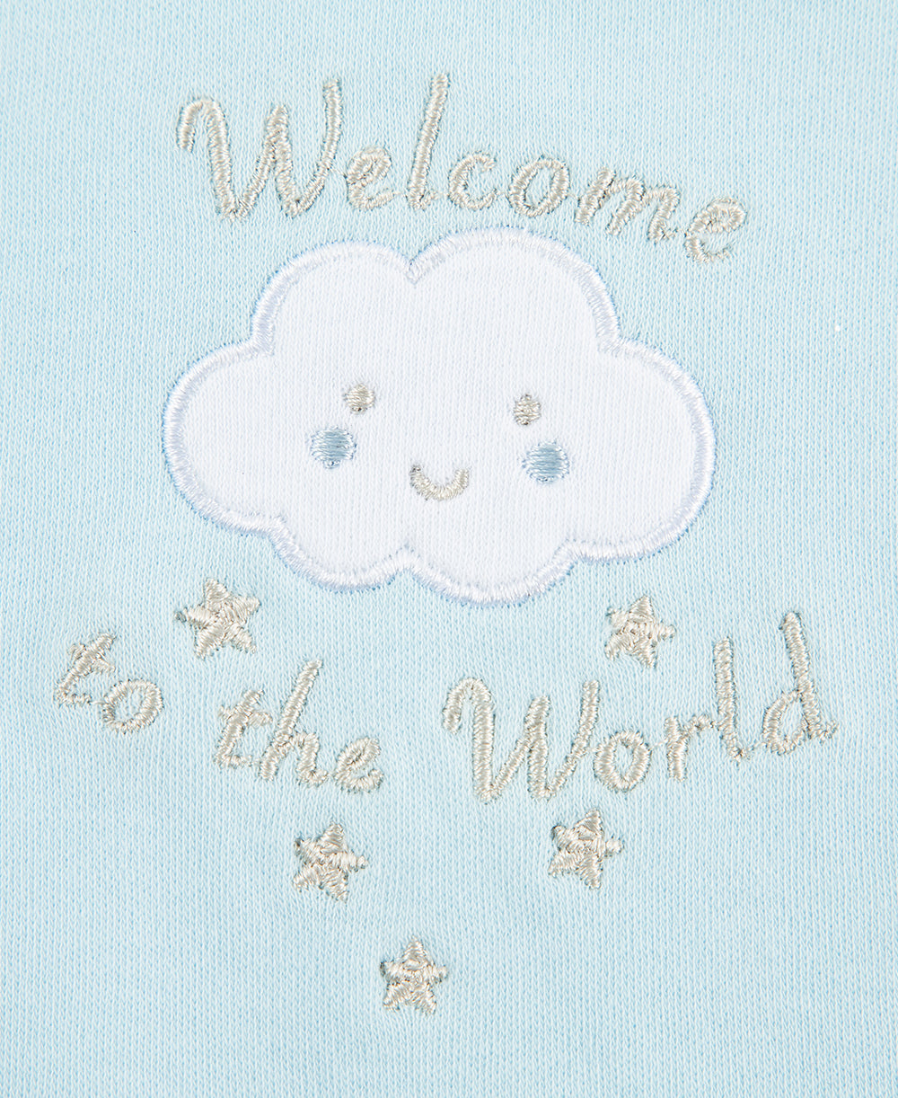 Blue Welcome To The World Bib & Burp Set - Little Me