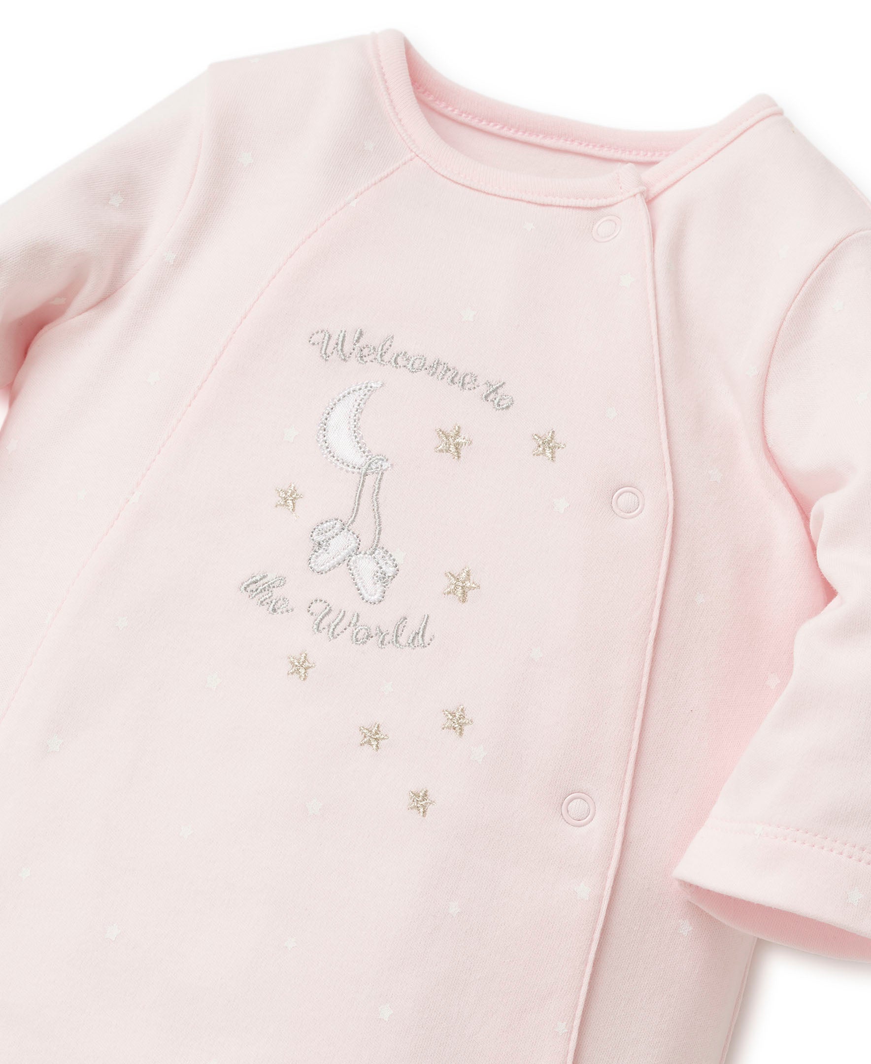 Pink Welcome To The World Footed One-Piece And Hat - Little Me