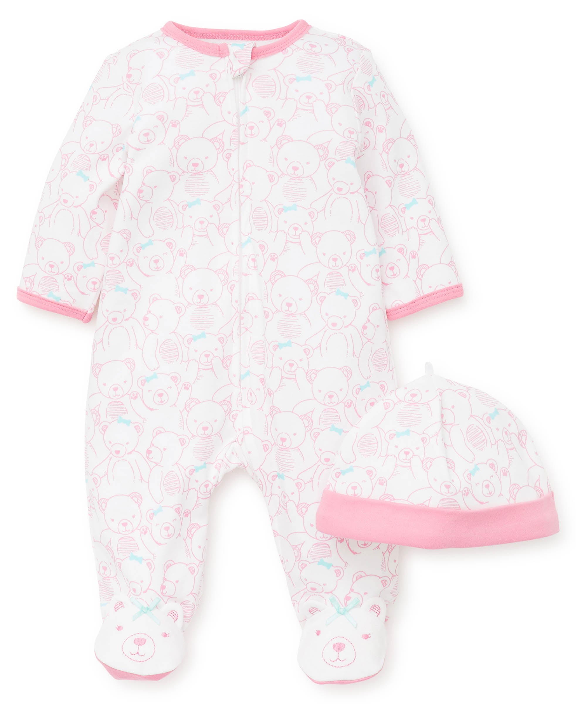 Girl Teddy Zip Footed One-Piece And Hat - Little Me