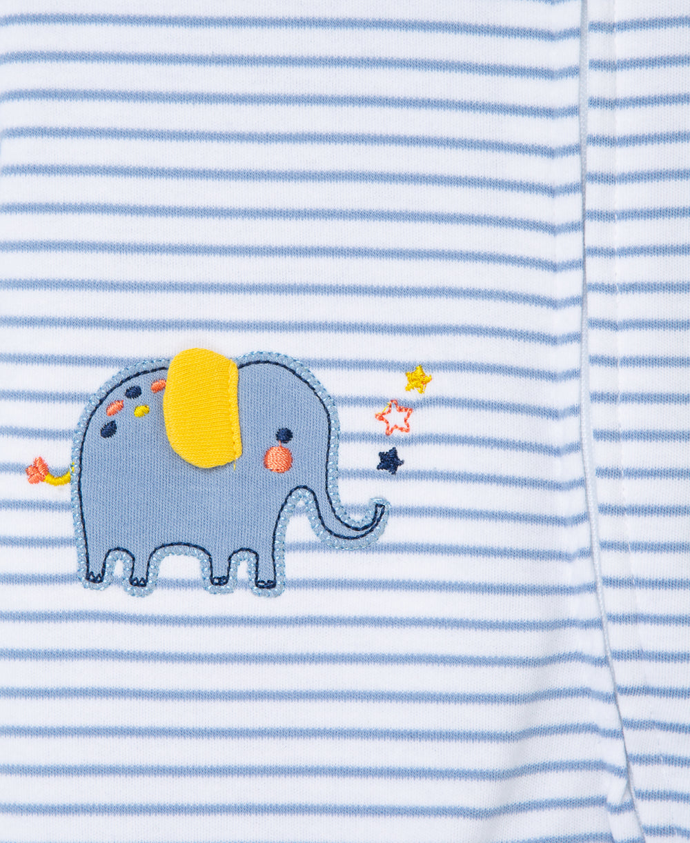 Elephant 2-Way-Zip Footed One-Piece And Hat - Little Me