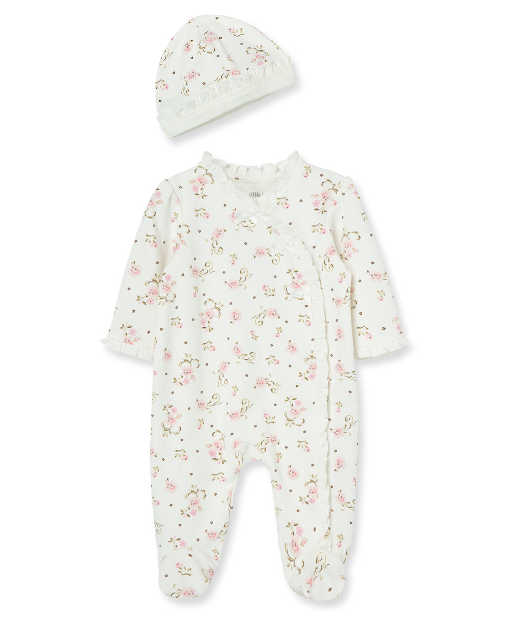 Vintage Rose Footed One-Piece And Hat - Little Me