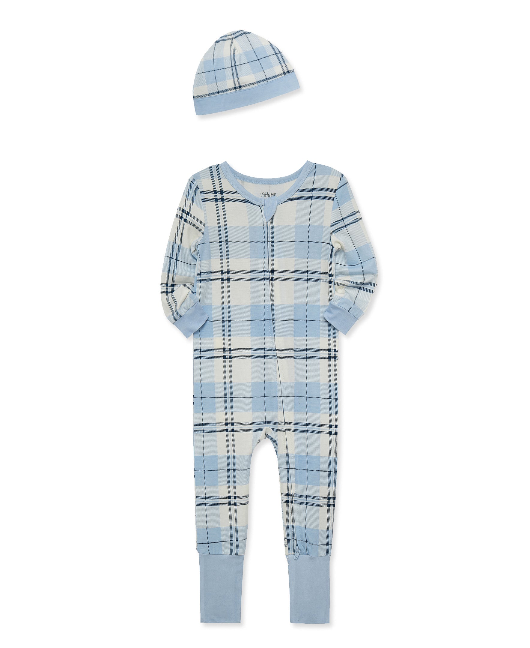 Blue Plaid Convertible Coverall & Hat (12M-24M) - Little Me