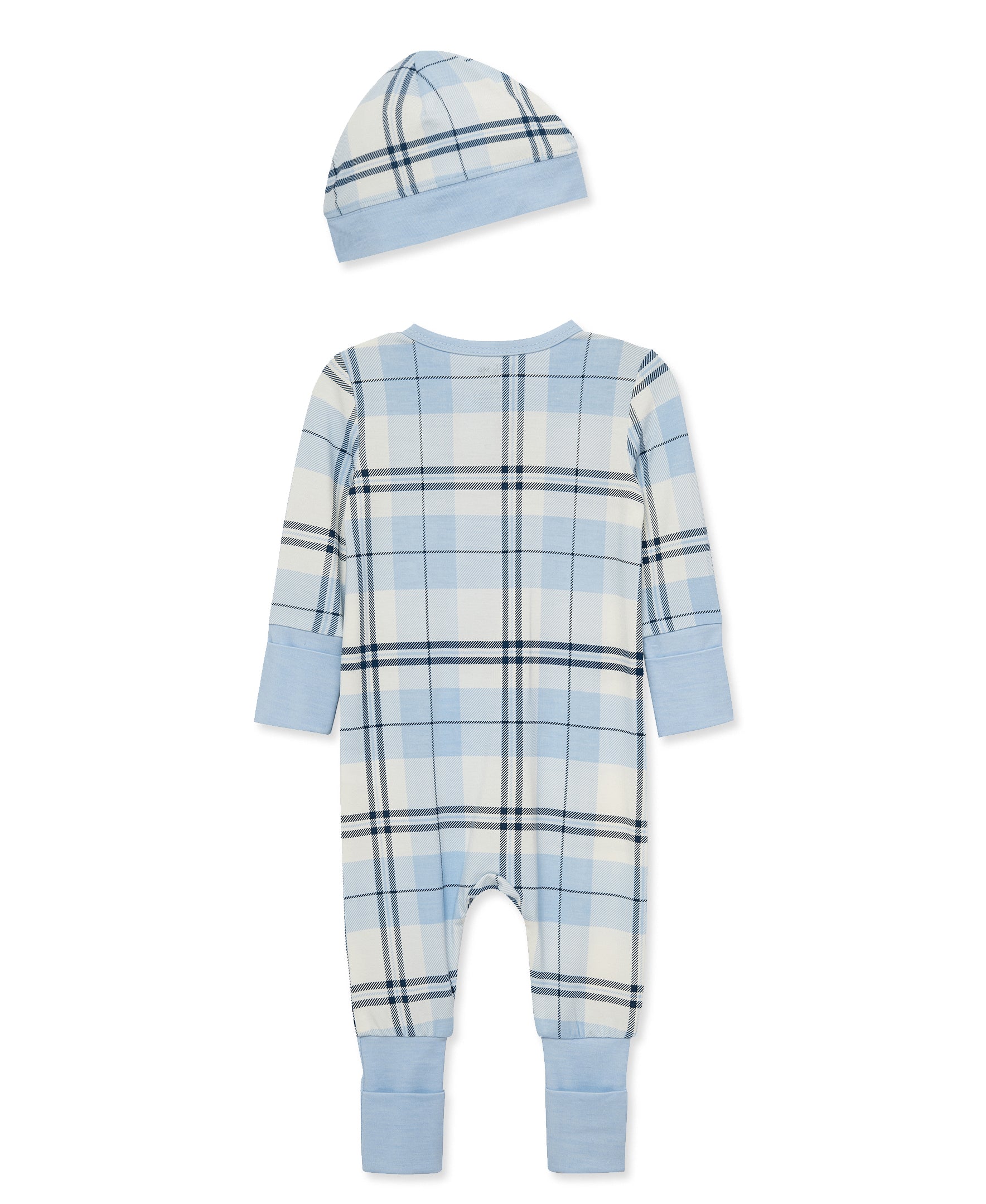 Blue Plaid Convertible Coverall & Hat (NB-9M) - Little Me