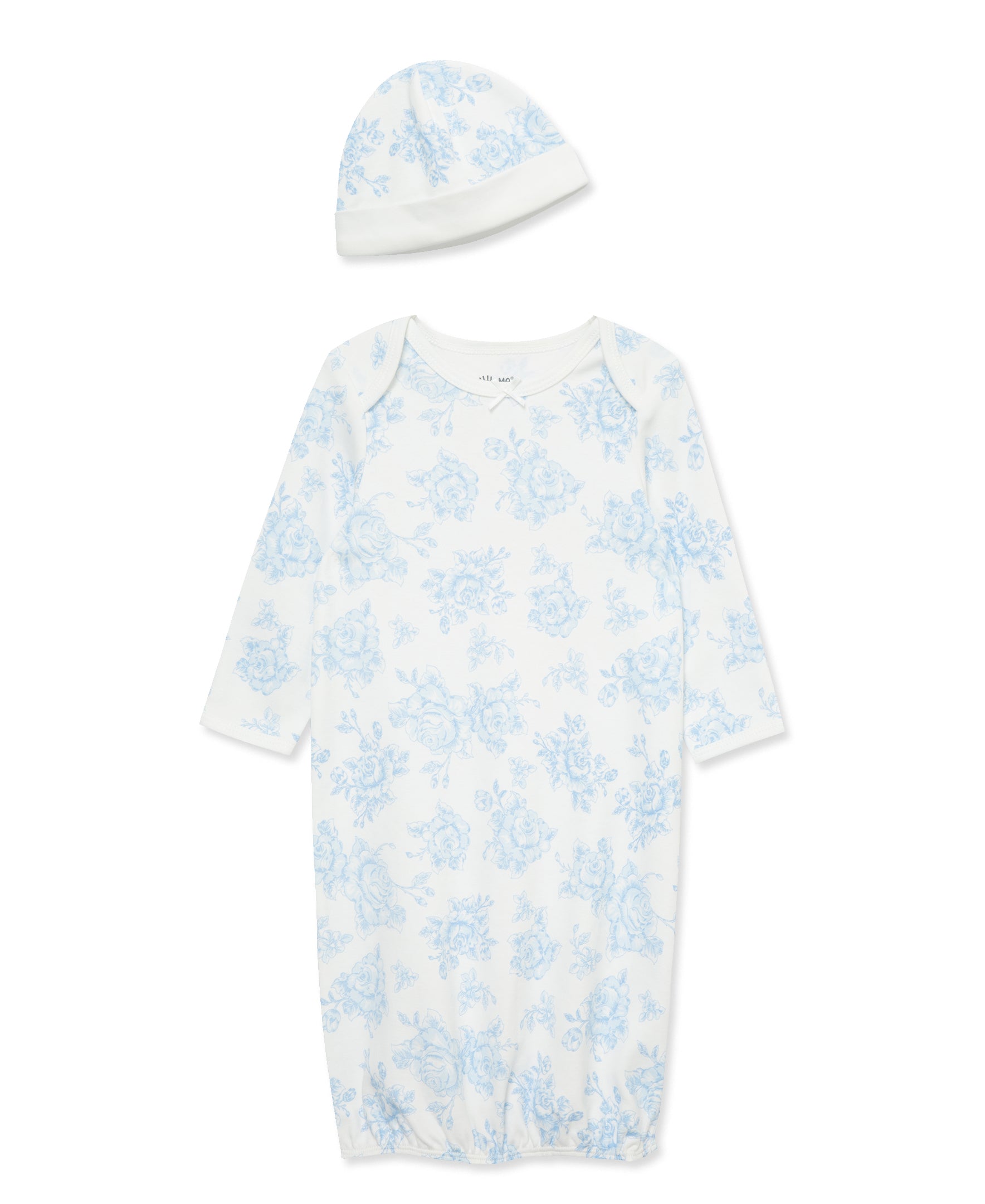 Blue Roses Sleeper Gown and Hat - Little Me