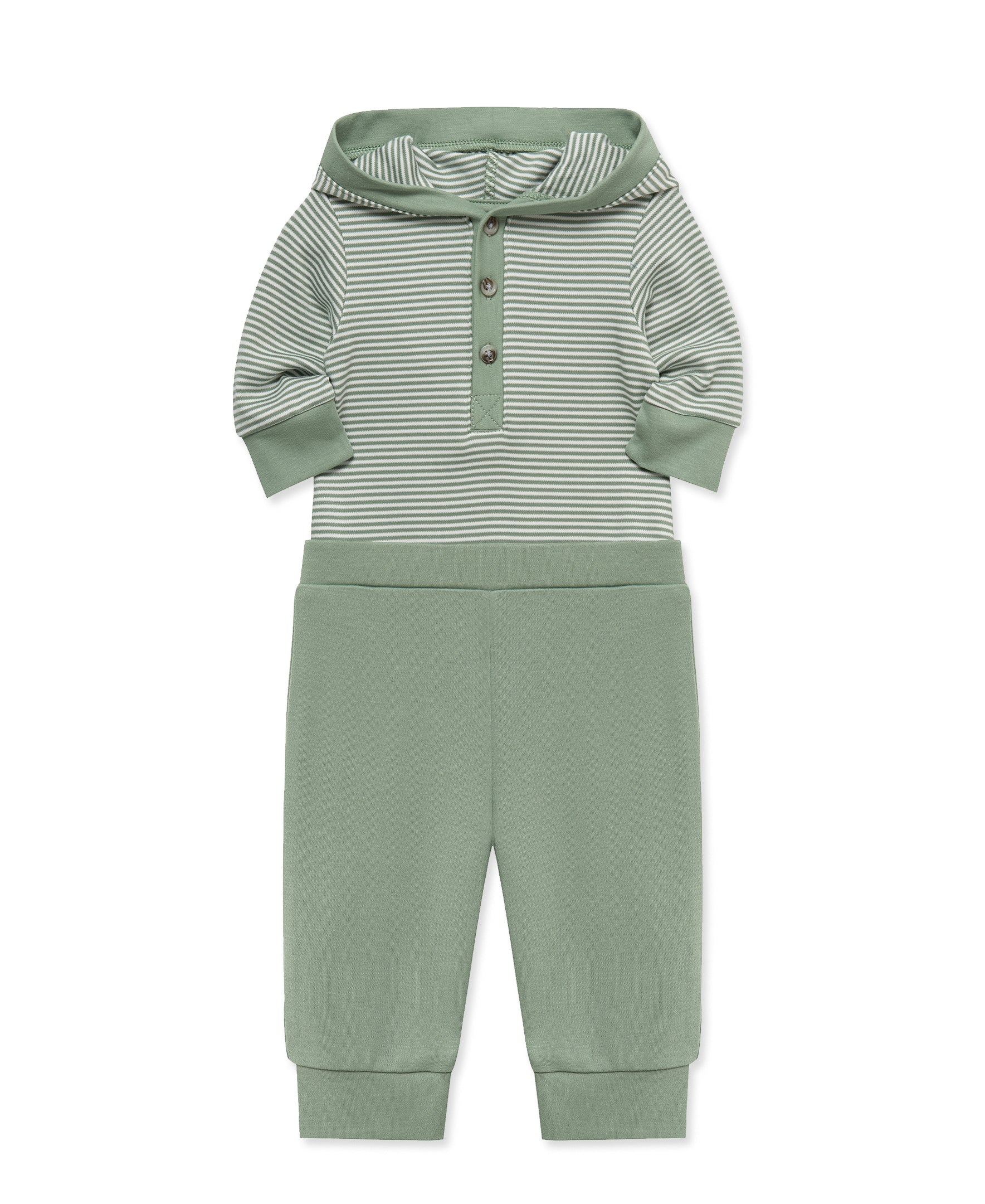Green Hooded Bodysuit & Pant Set - Little Me