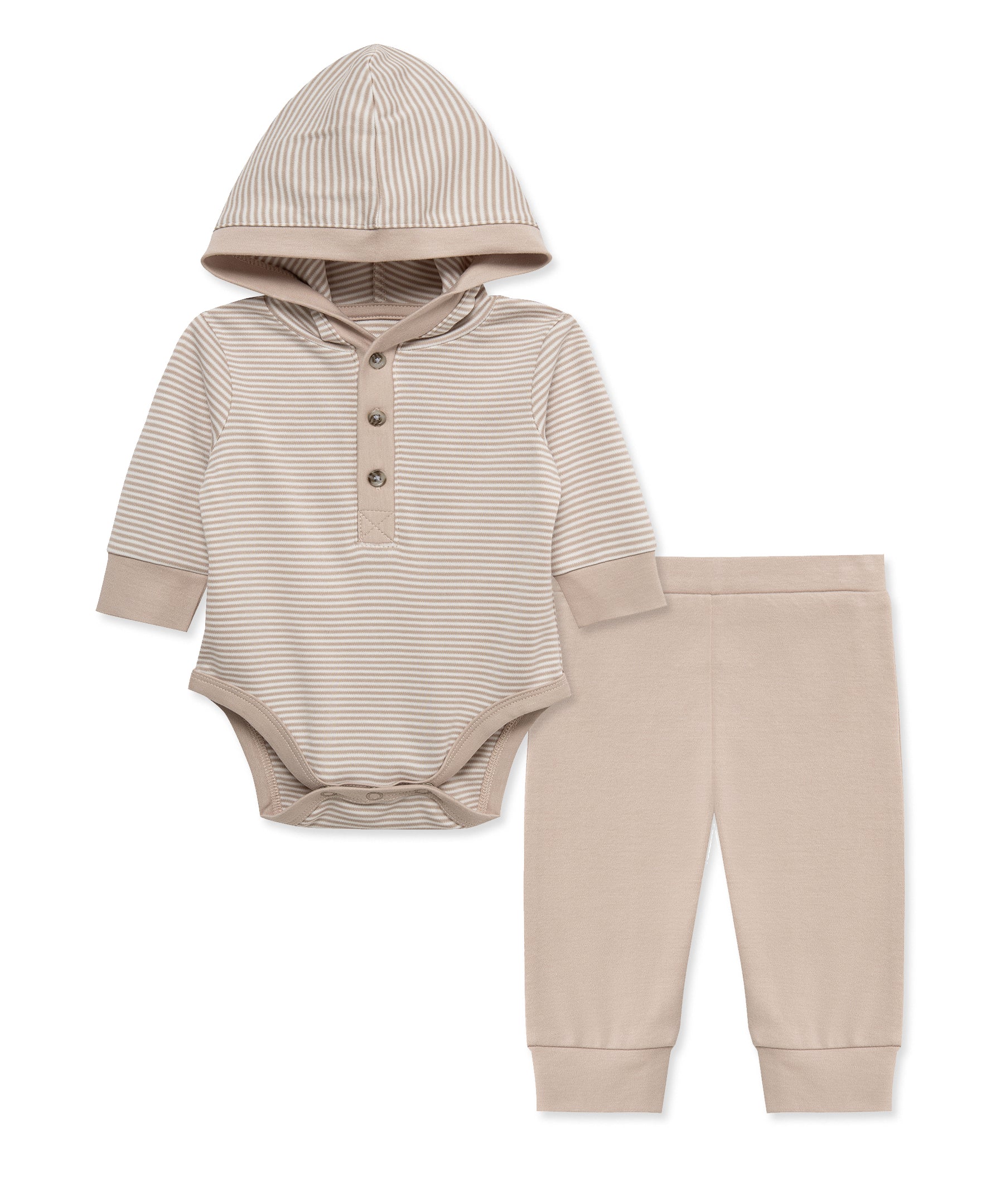 Taupe Hooded Bodysuit & Pant Set - Little Me