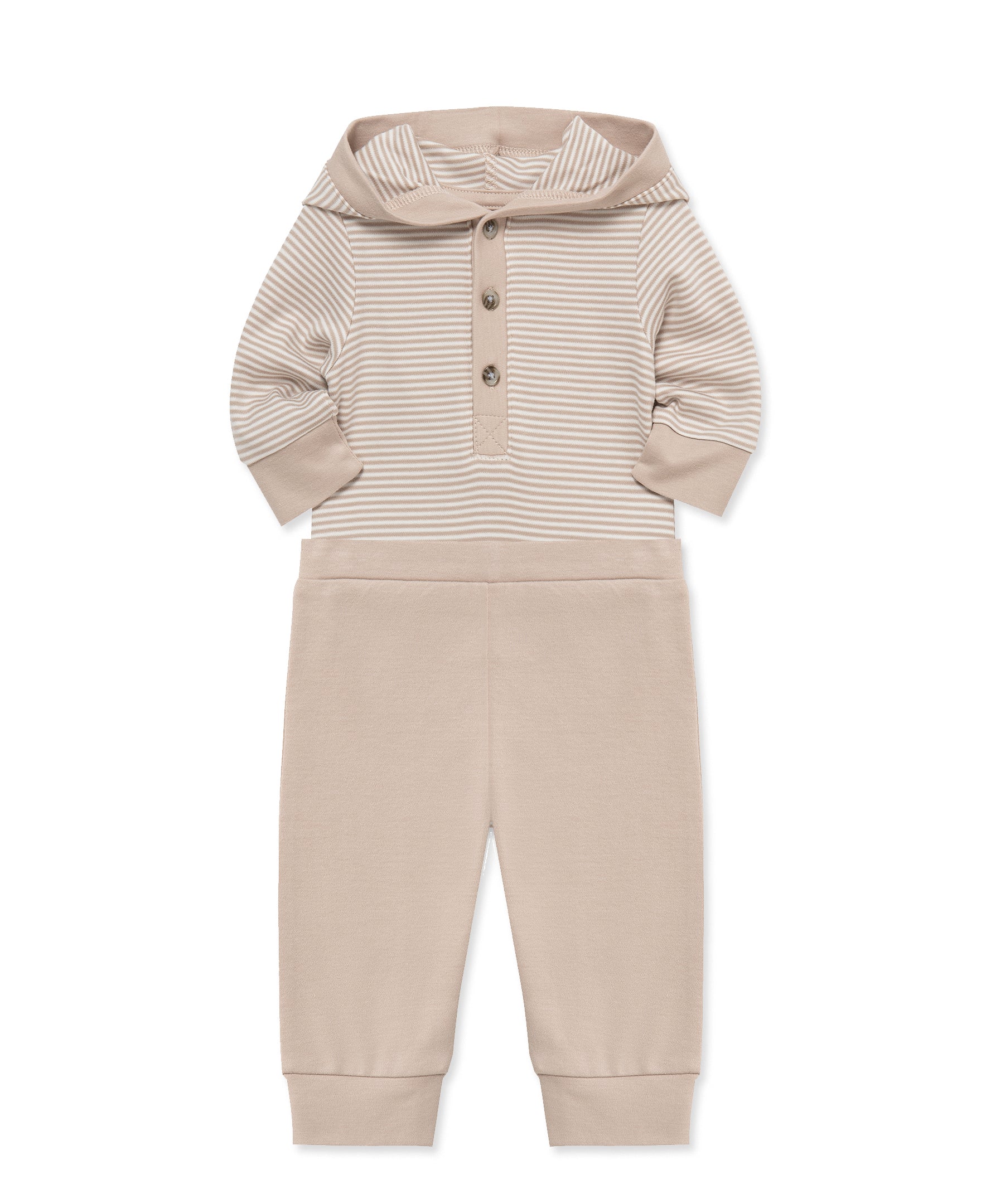 Taupe Hooded Bodysuit & Pant Set - Little Me