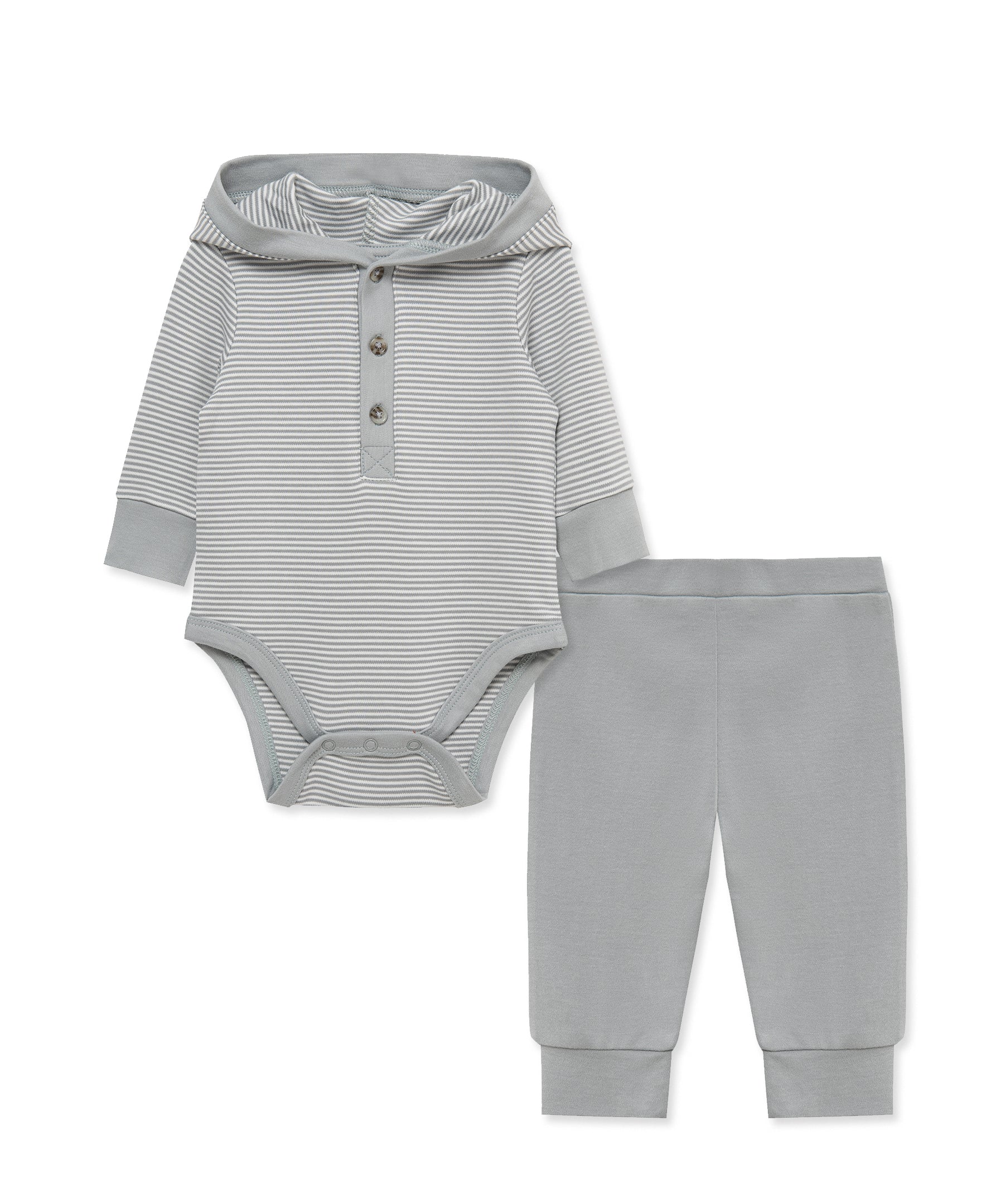 Grey Hooded Bodysuit & Pant Set - Little Me