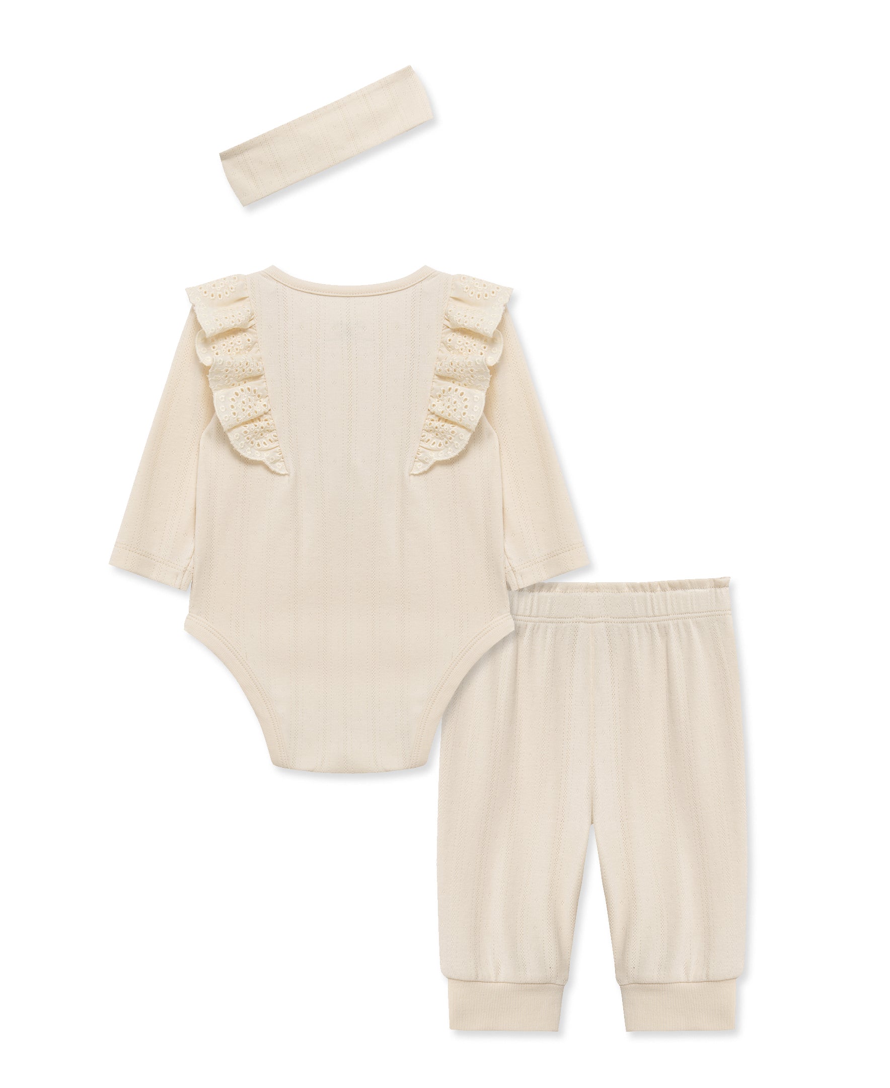 Ivory Eyelet Bodysuit & Pant Set - Little Me