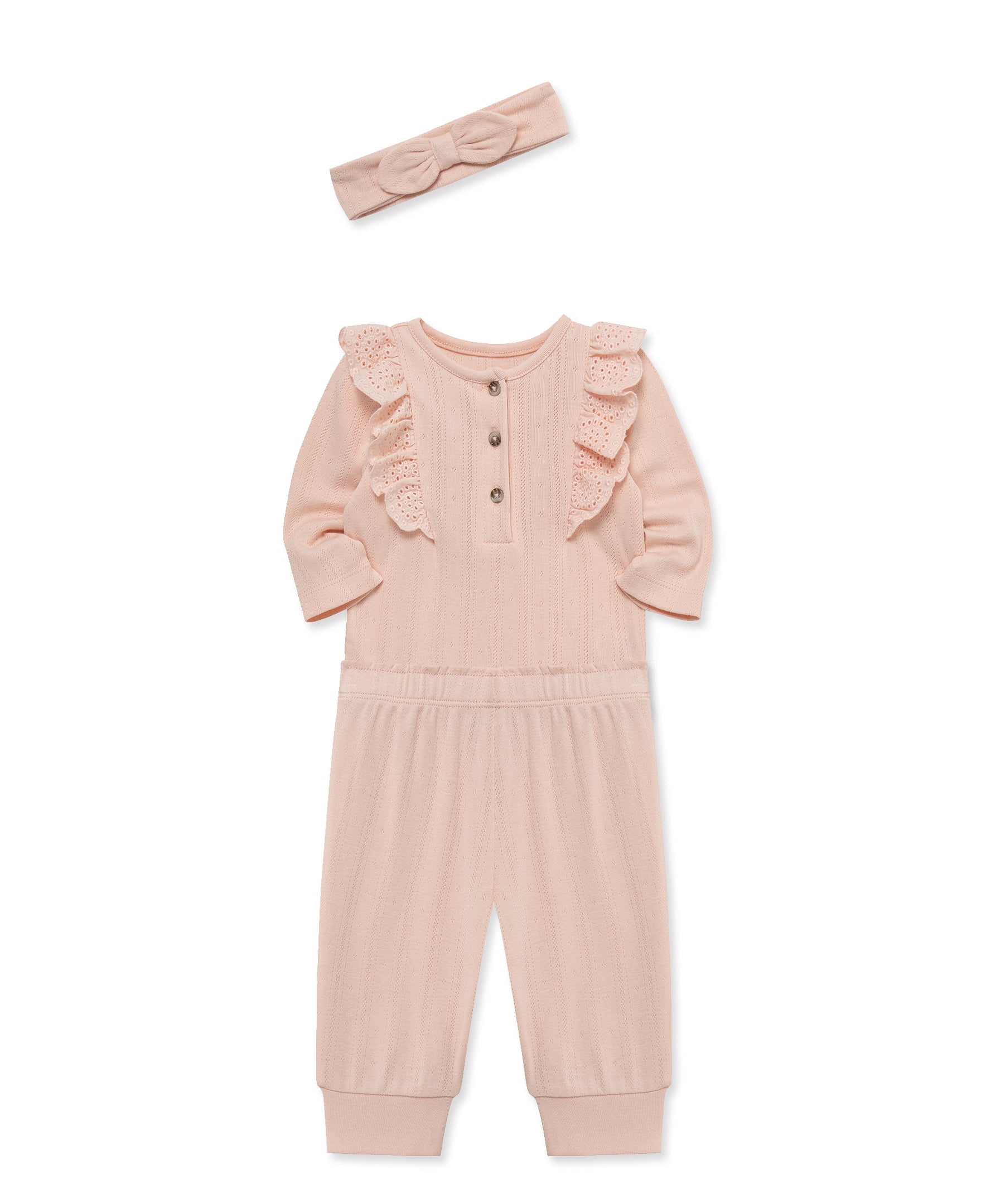 Pink Eyelet Bodysuit & Pant Set - Little Me