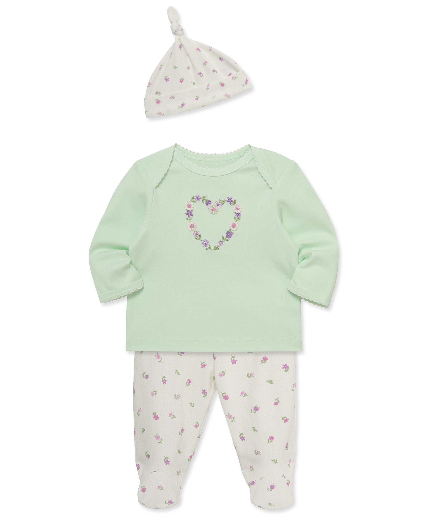 Floral Heart Footed Pant Set - Little Me