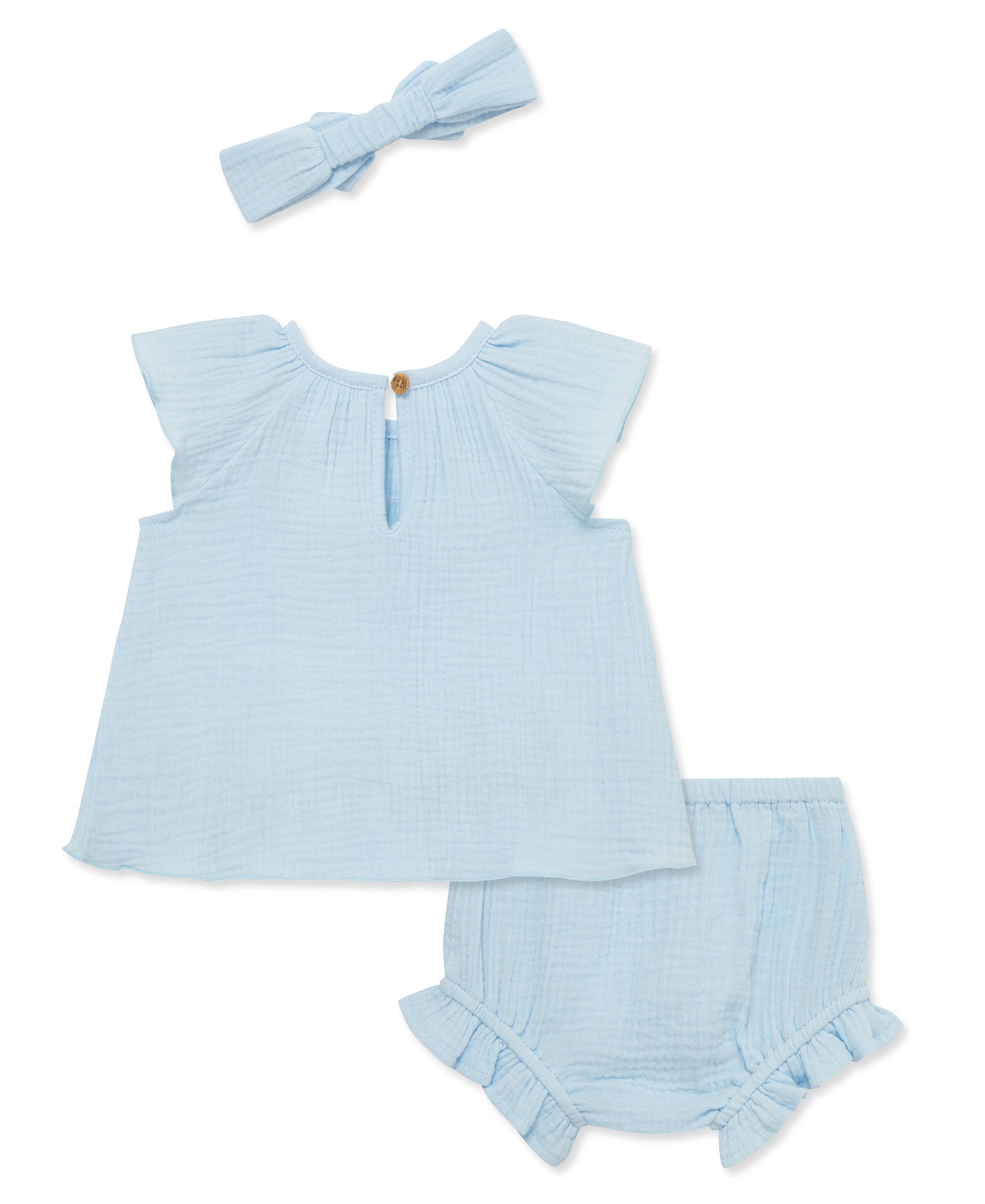 Border Gauze Short Set & Headband - Little Me