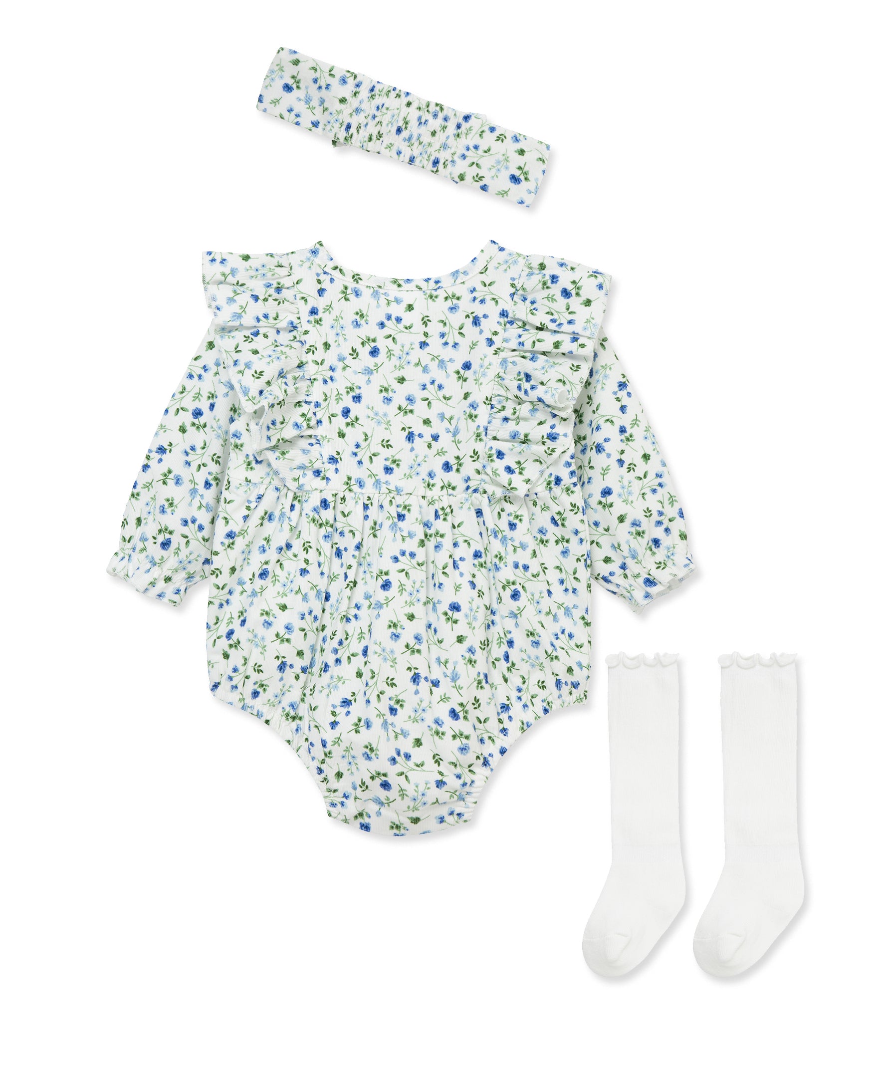 Blue Floral Woven Bubble Set (3M-12M) - Little Me