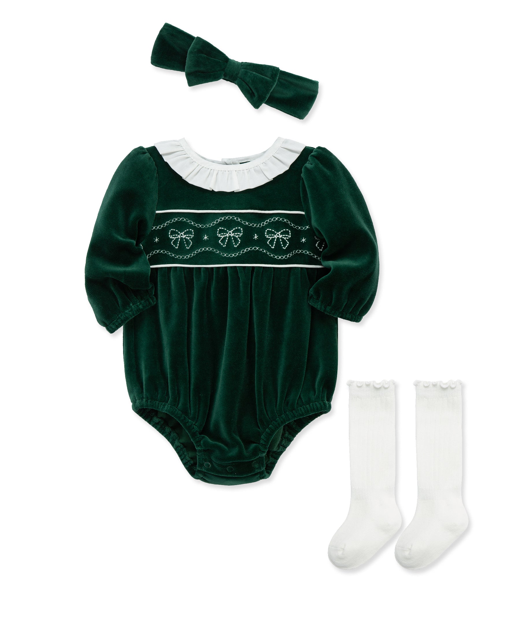 Smocked Velour Bubble Set (3M-12M)