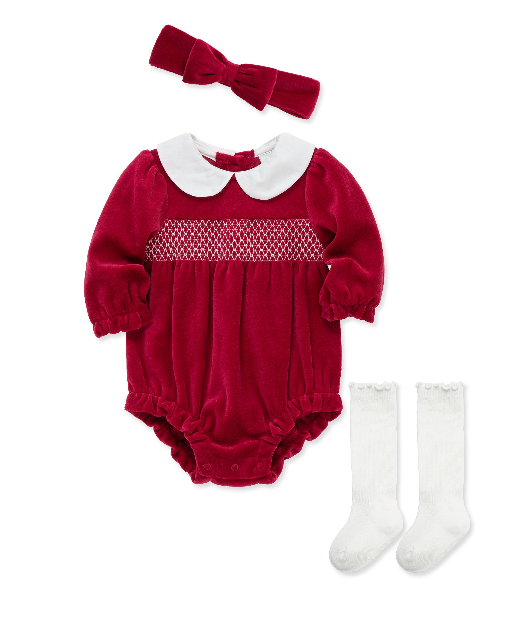Smocked Velour Bubble Set (3M-12M)