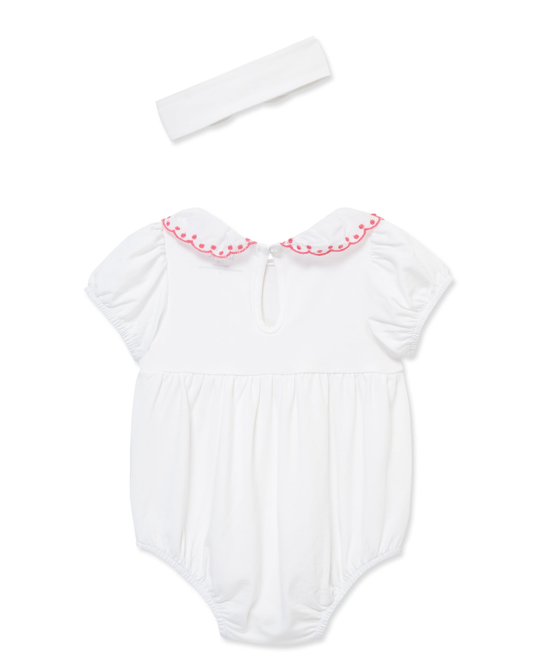White Scallop Collar Bubble & Headband