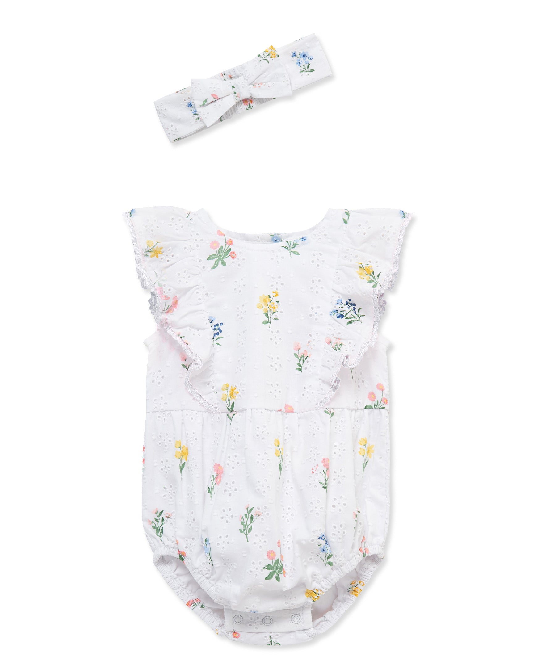 Eyelet Floral Woven Bubble & Headband