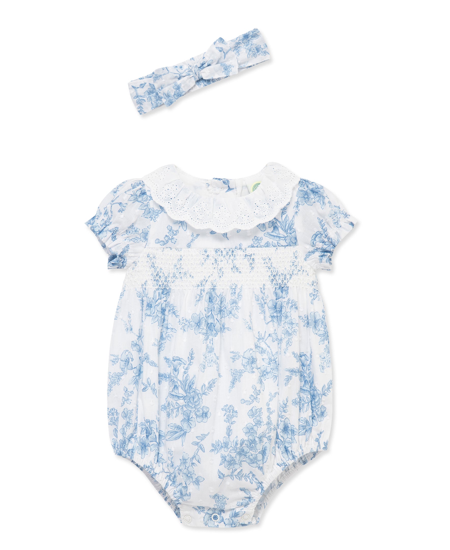 Blue Floral Woven Bubble & Headband