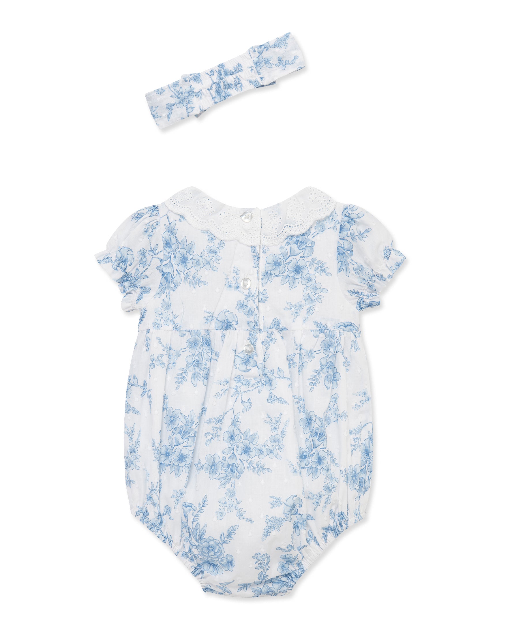 Blue Floral Woven Bubble & Headband