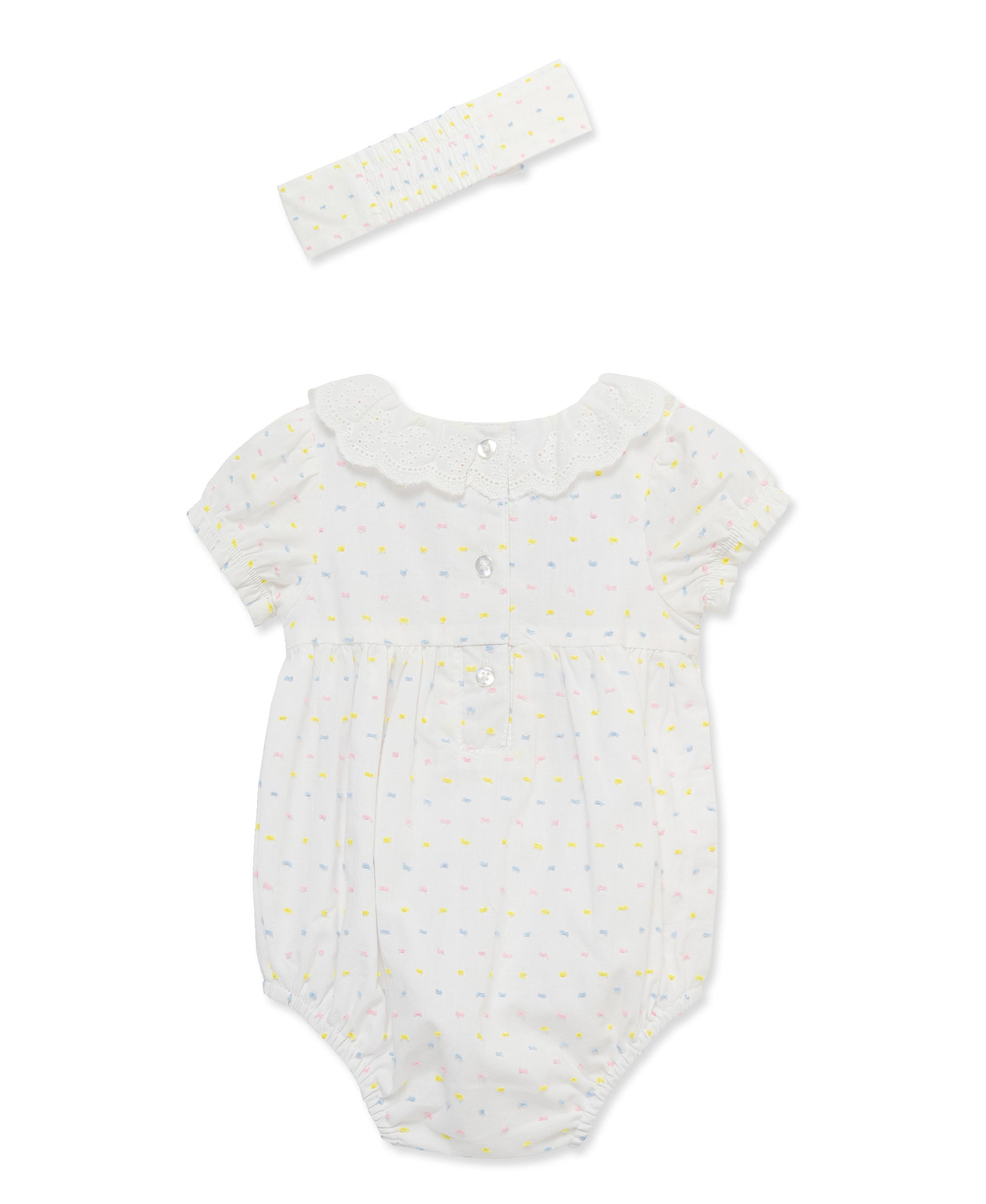 Smocked Dot Woven Bubble & Headband