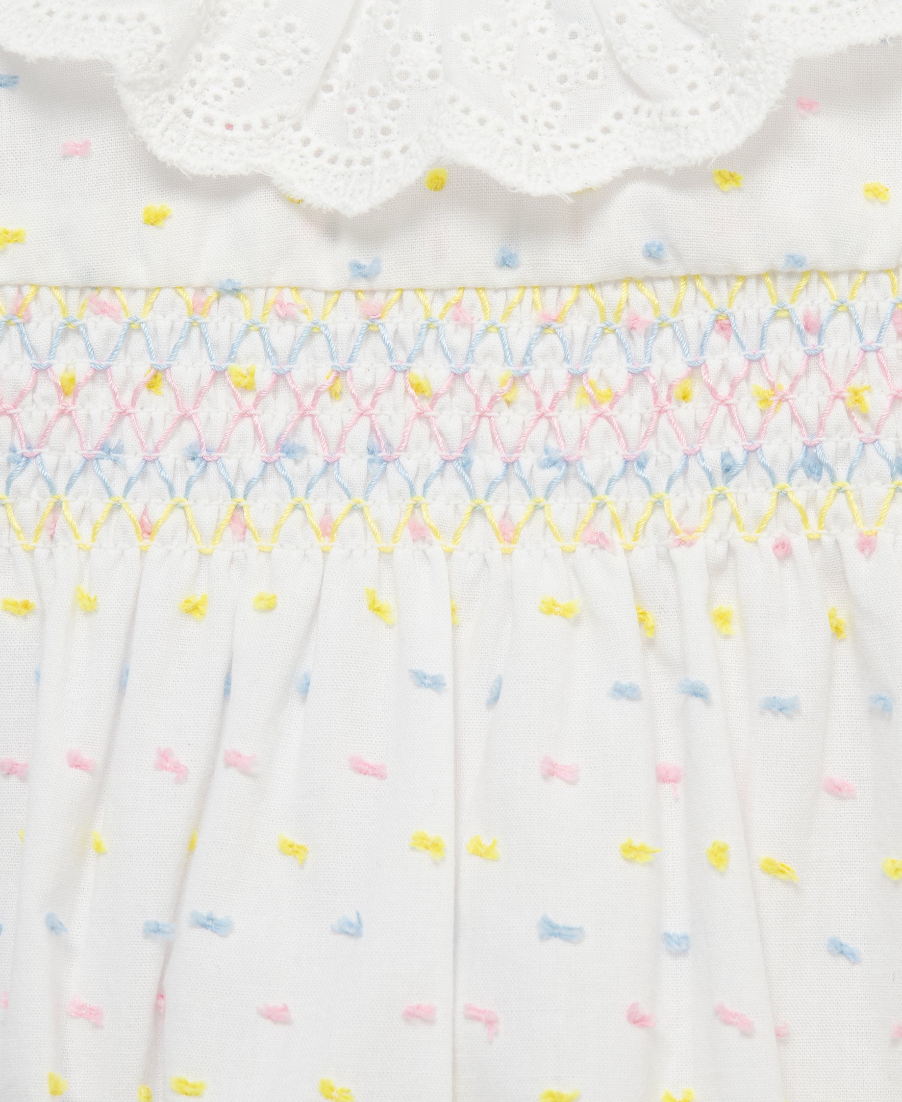 Smocked Dot Woven Bubble & Headband