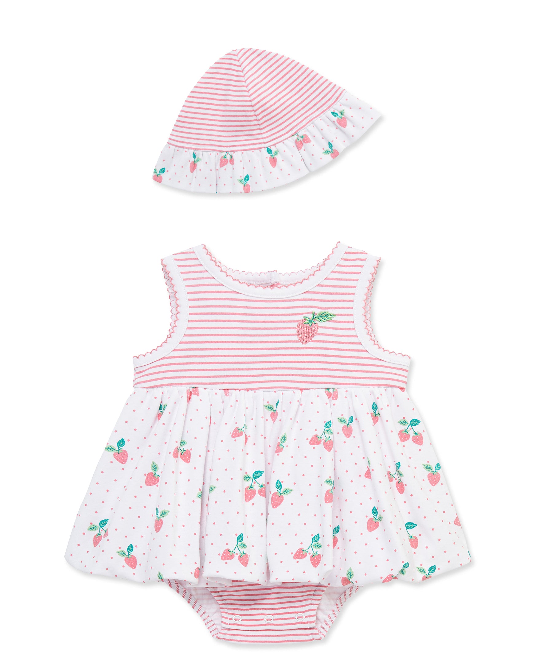 Strawberries Knit Popover & Hat