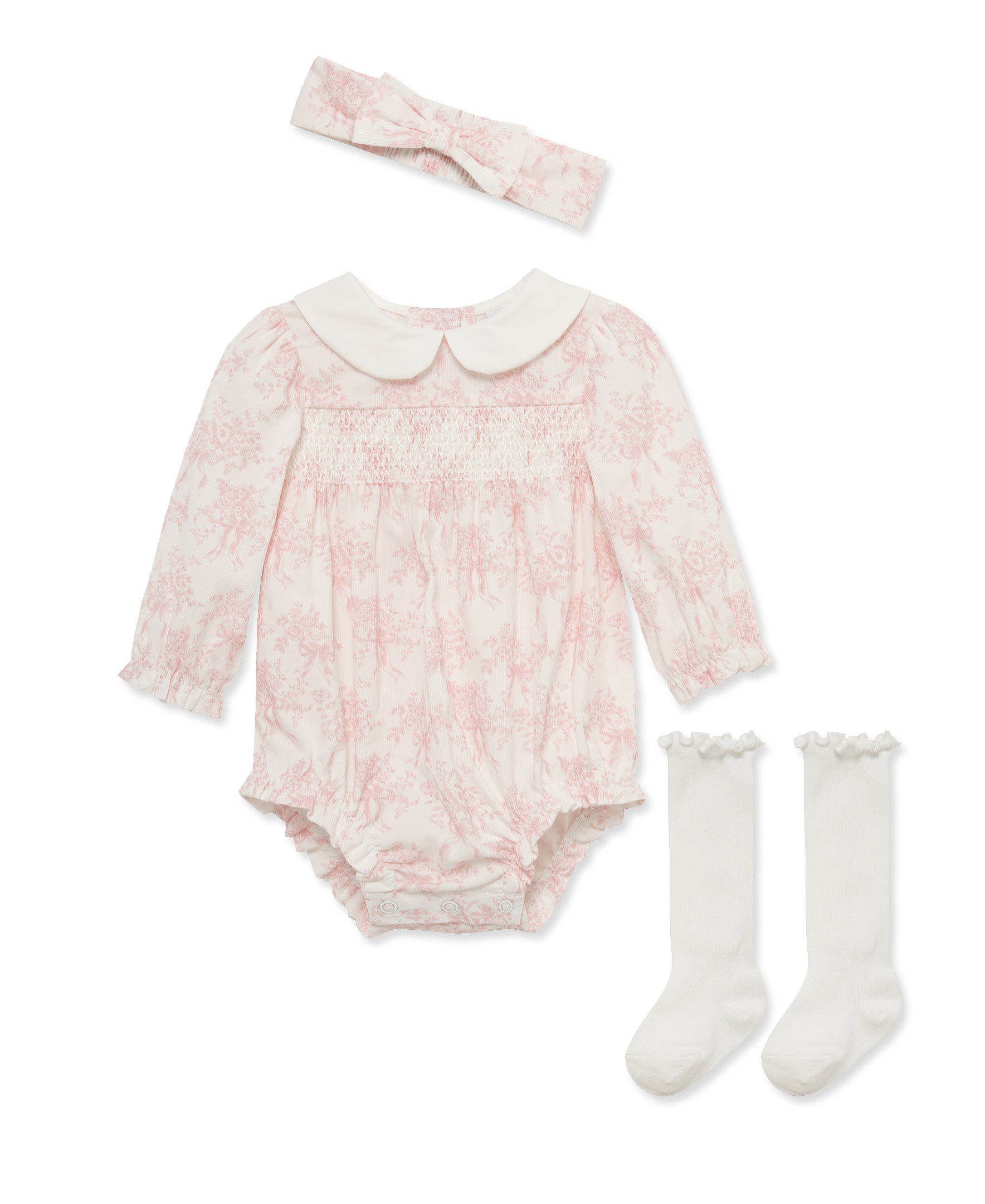 Bow Toile Woven Bubble Set - Little Me