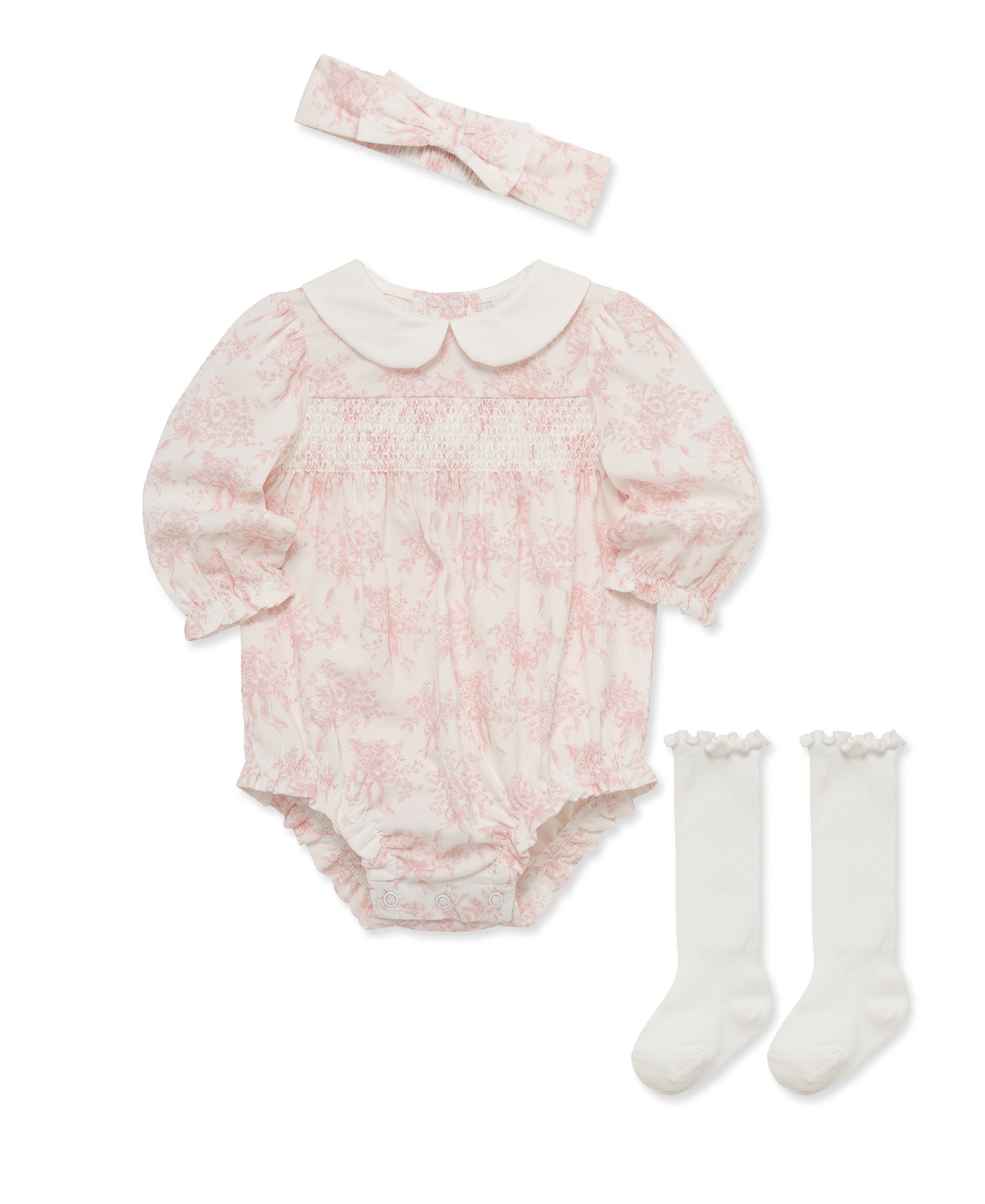 Bow Toile Woven Bubble Set - Little Me