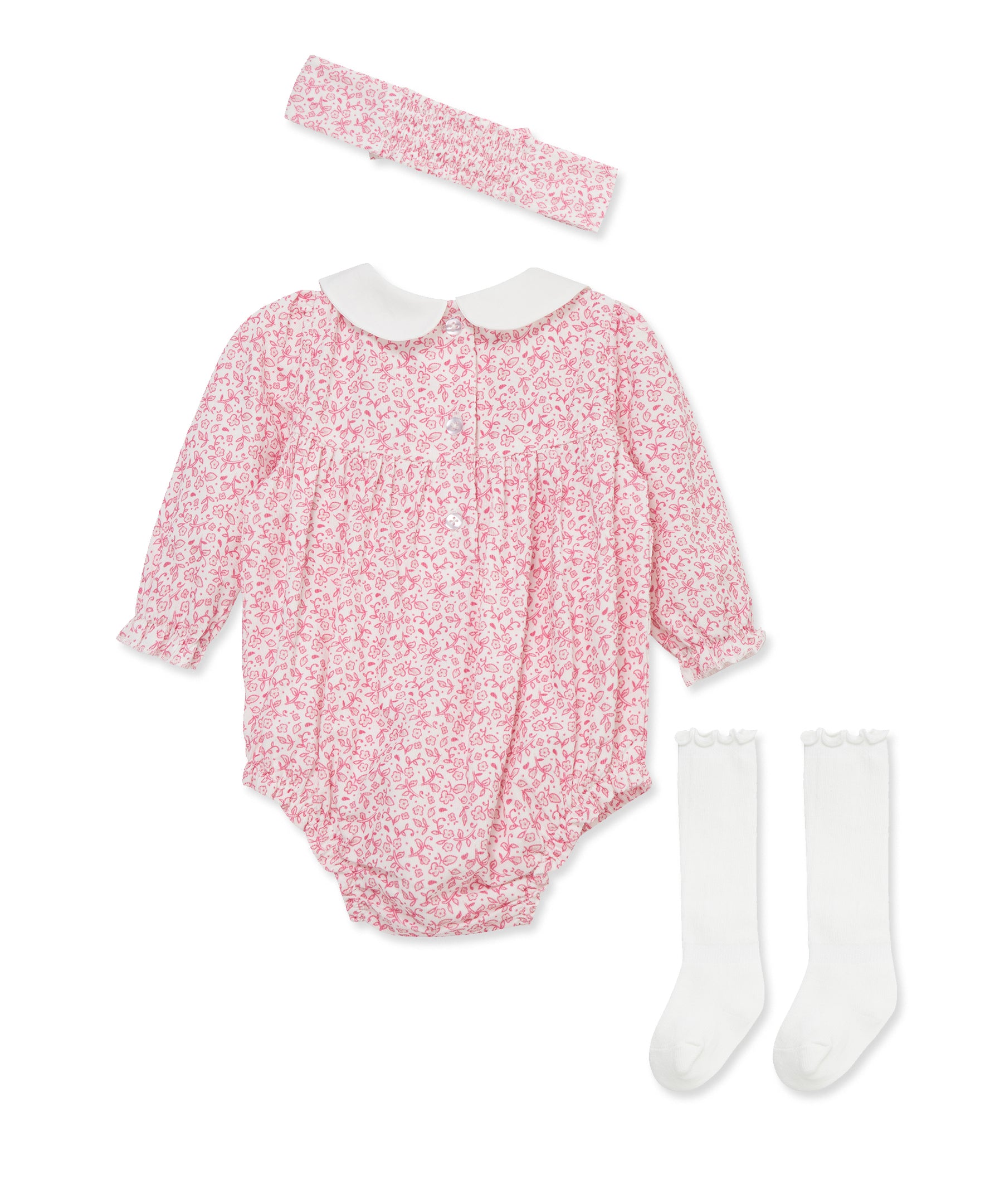 Floral Outline Woven Bubble Set - Little Me