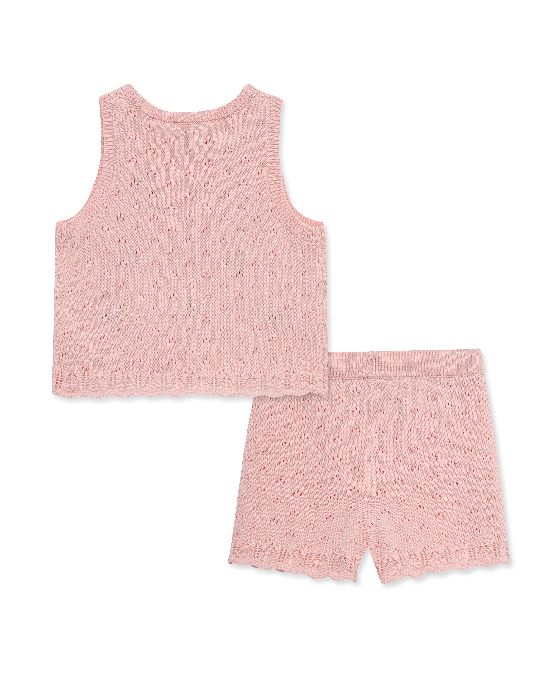 Cherry Pointelle Knit Short Set