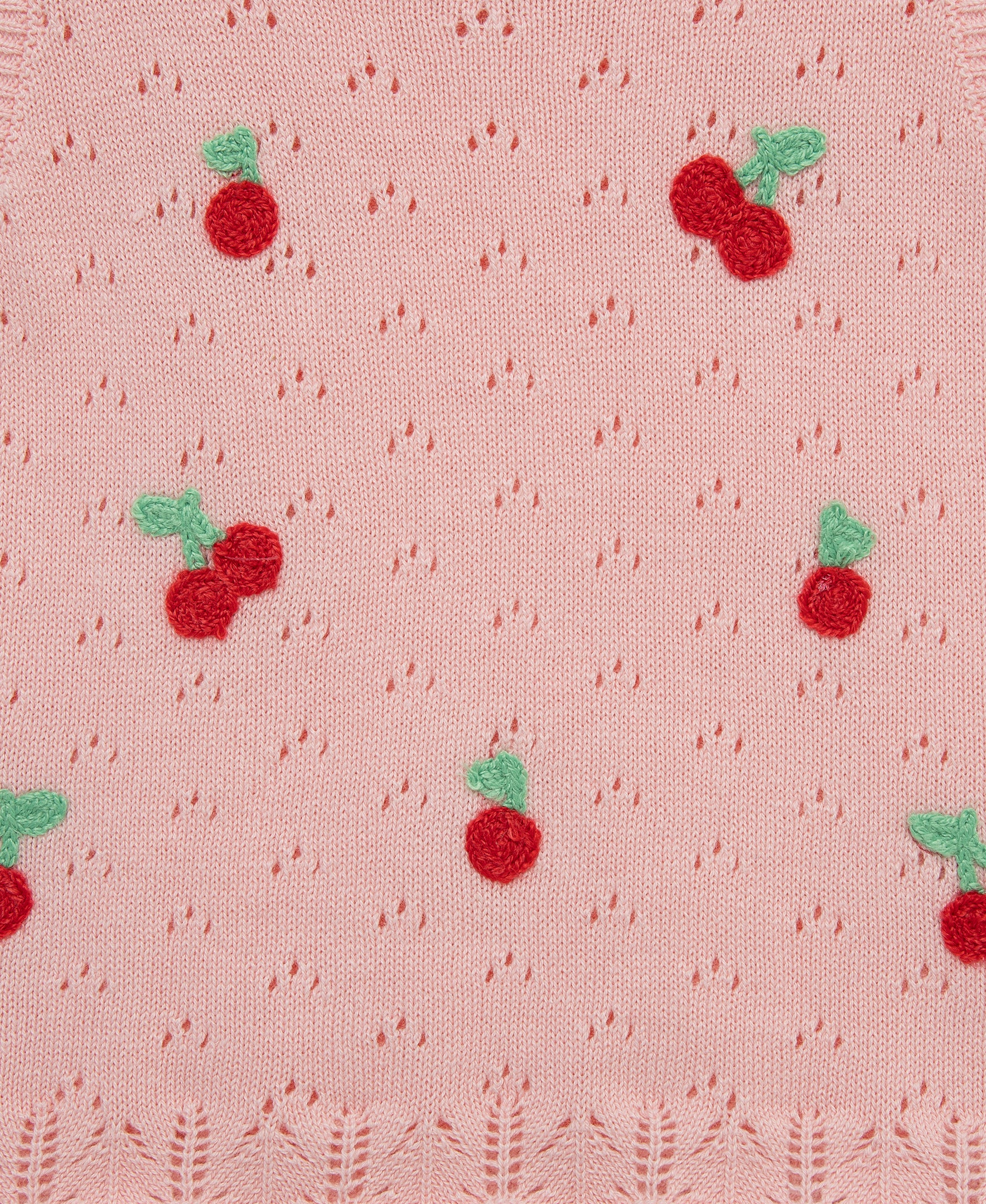 Cherry Pointelle Knit Short Set