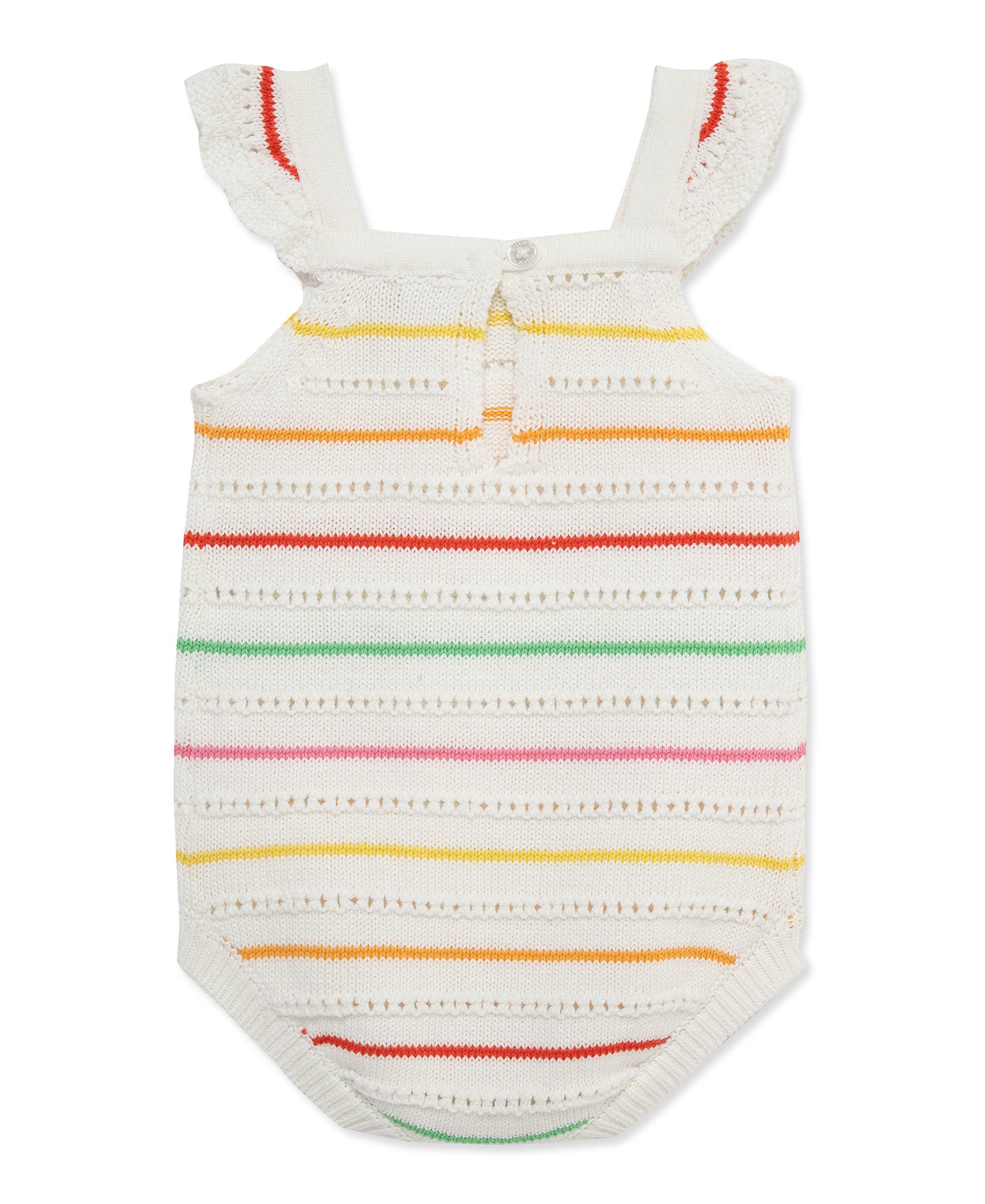 Thin Striped Pointelle Knit Bubble