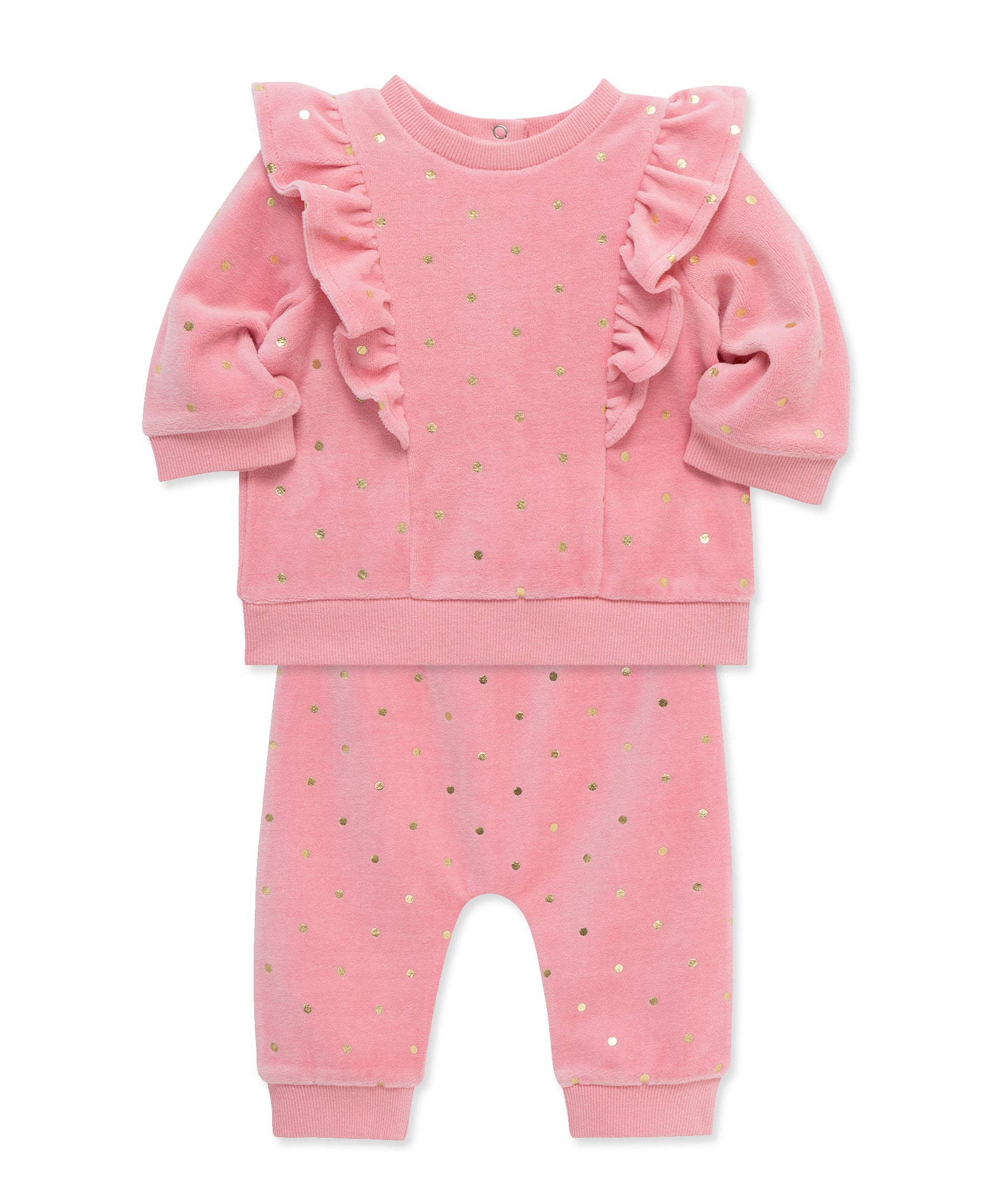 Gold Dots Velour Pant Set (3M-12M) - Little Me
