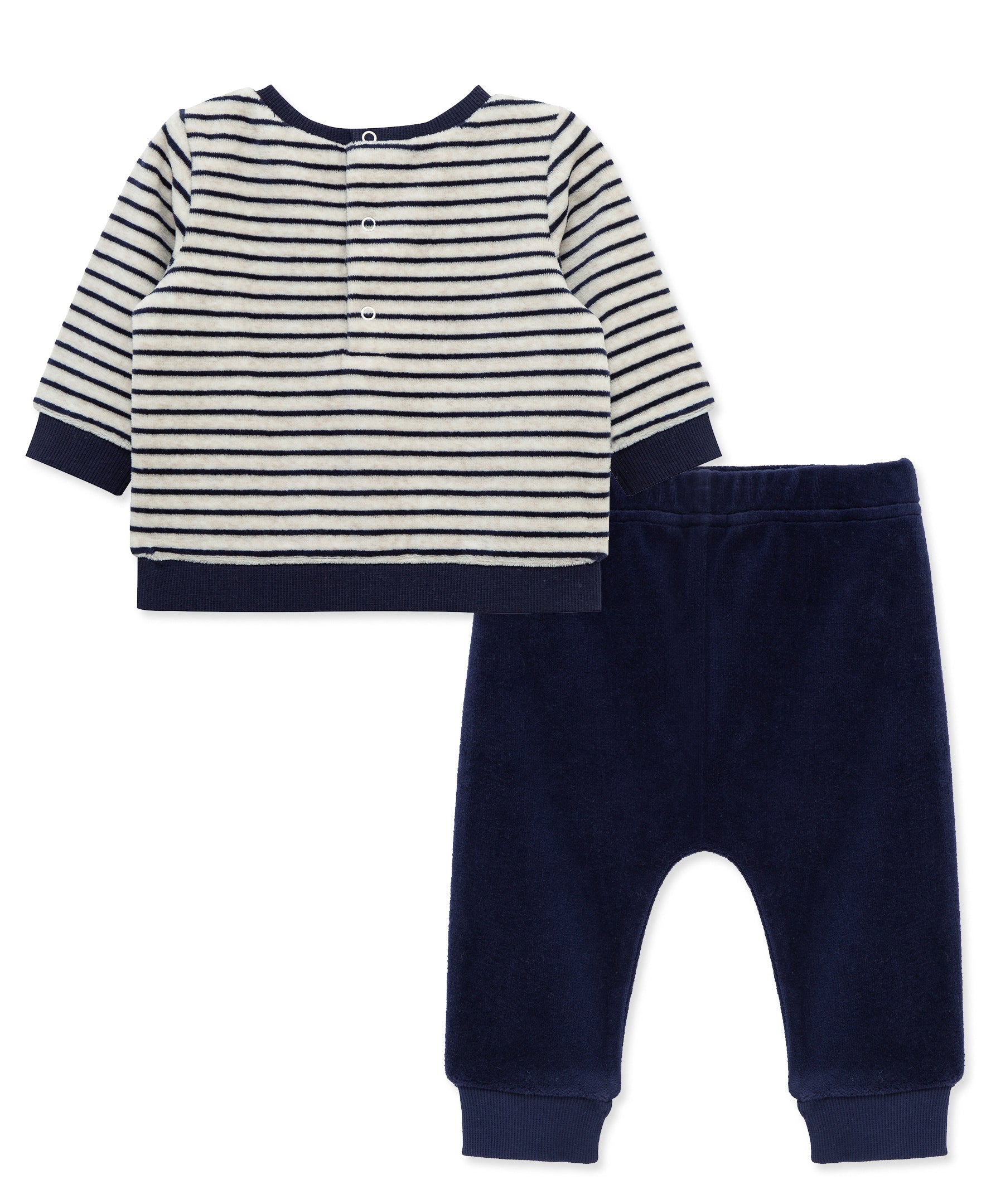 Dino Stripe Velour Jogger Set (3M-12M) - Little Me