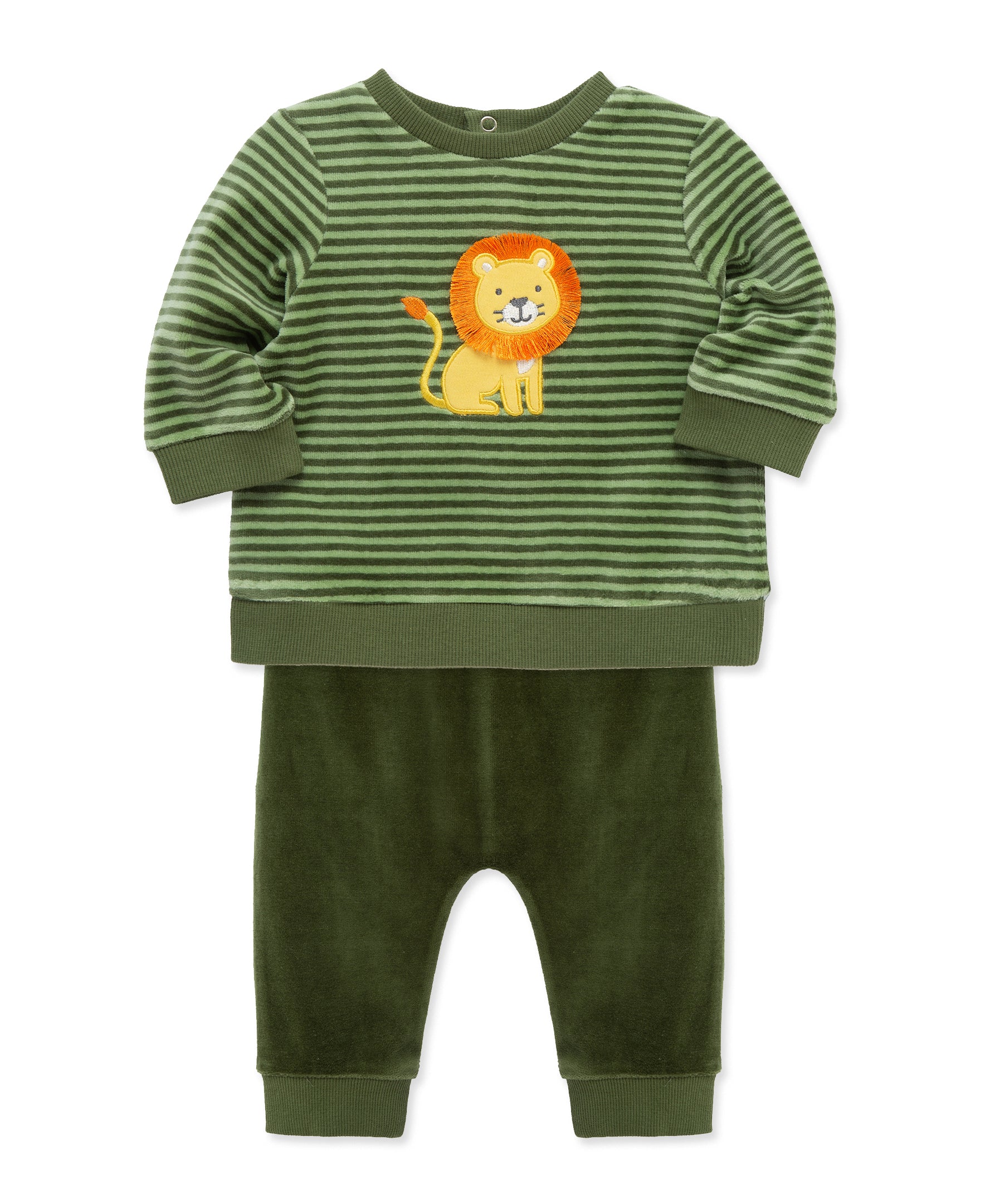 Lion Stripe Velour Jogger Set (3M-12M) - Little Me