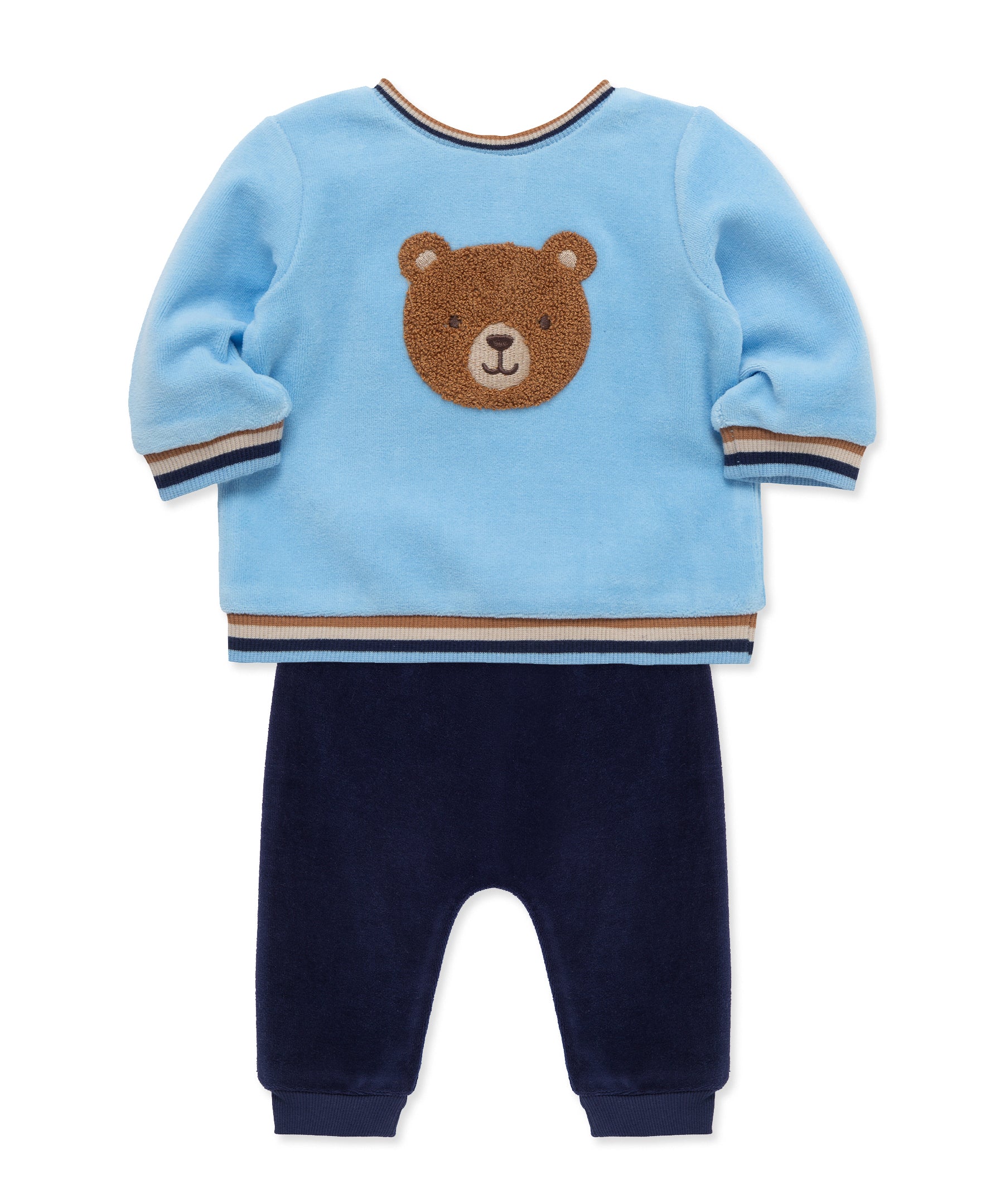 Fuzzy Bear Velour Jogger Set (3M-12M) - Little Me