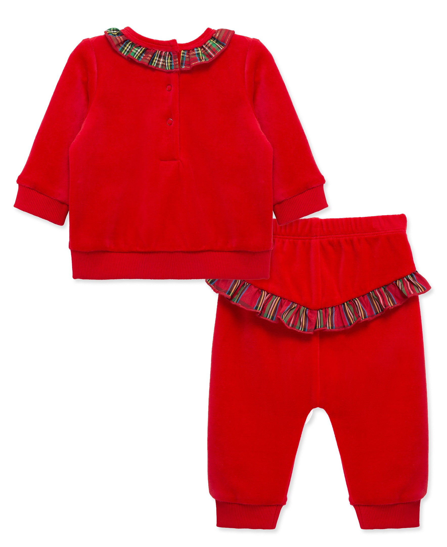 Plaid Tree Velour Pant Set (3M-9M) - Little Me
