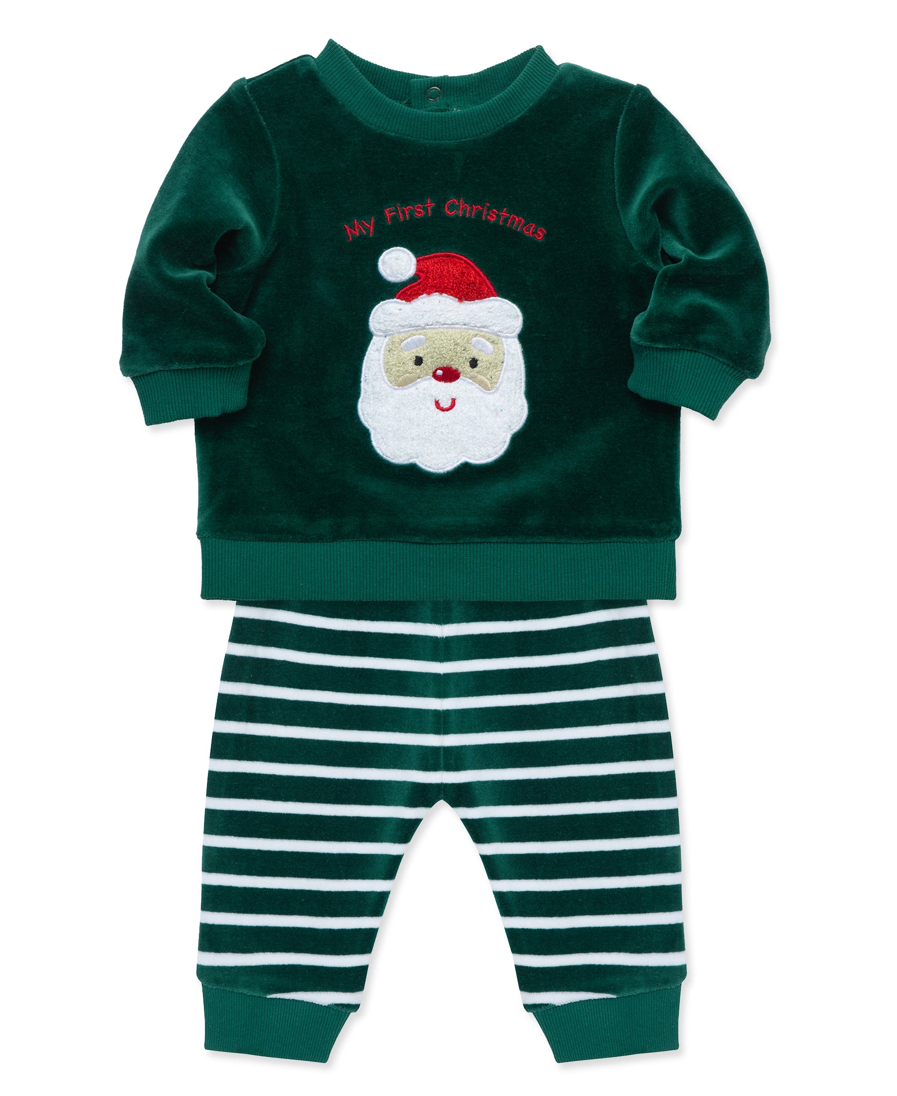 "My First Christmas" Santa Velour Pant Set (3M-12M) - Little Me
