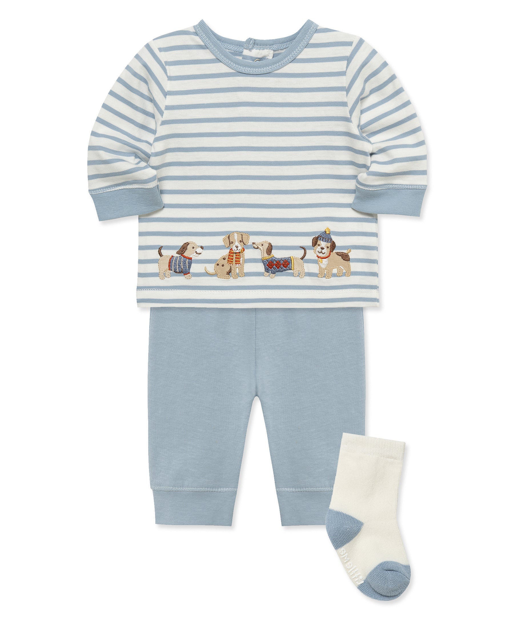 Puppies Jogger & Sock Set (3M-12M) - Little Me
