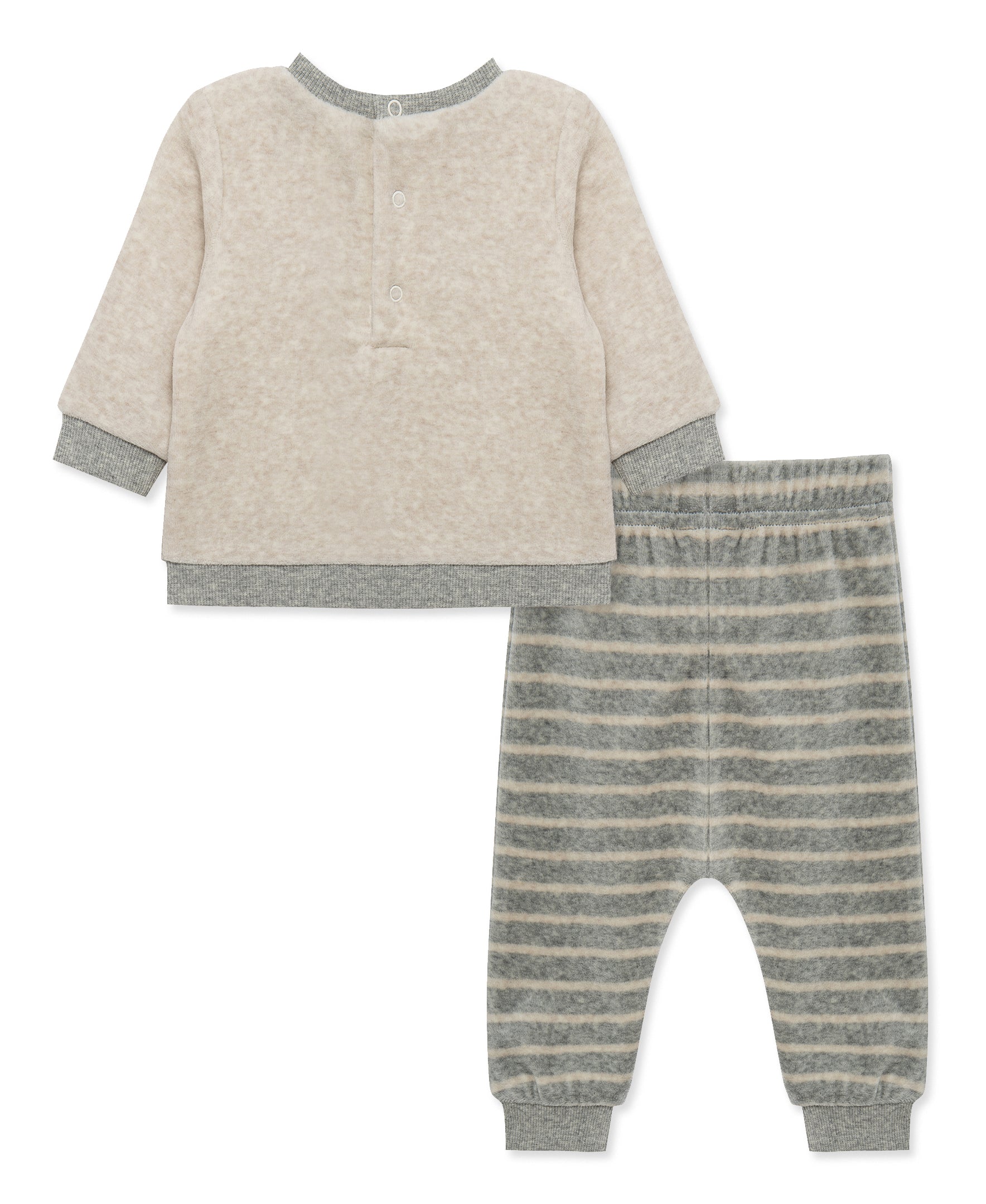 Dino Stripe Velour Pant Set (3M-12M) - Little Me