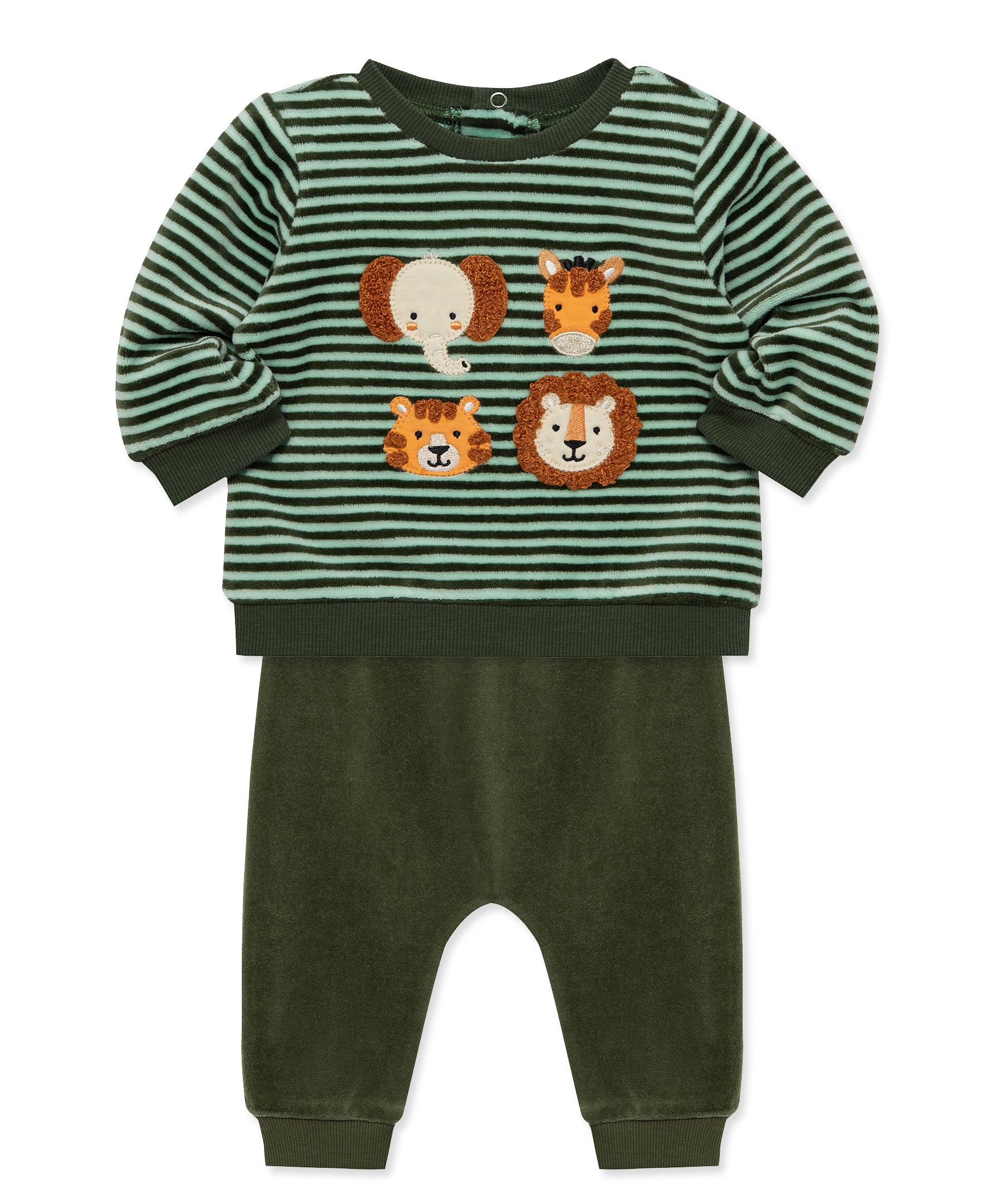Jungle Stripe Velour Pant Set (3M-12M) - Little Me