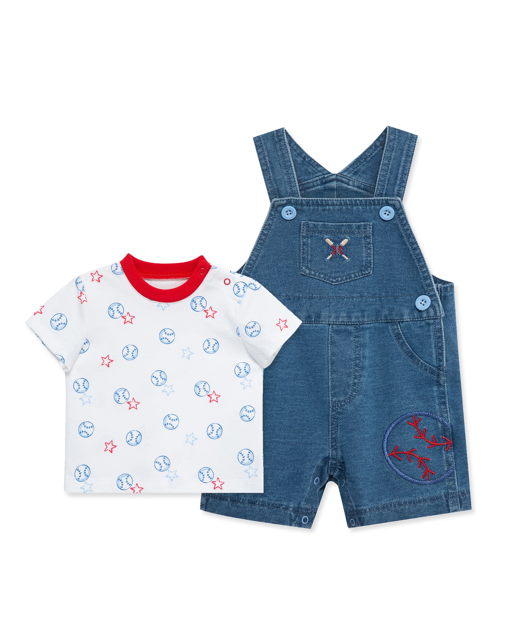 Baseball Knit Shortall (3M-12M) - Little Me