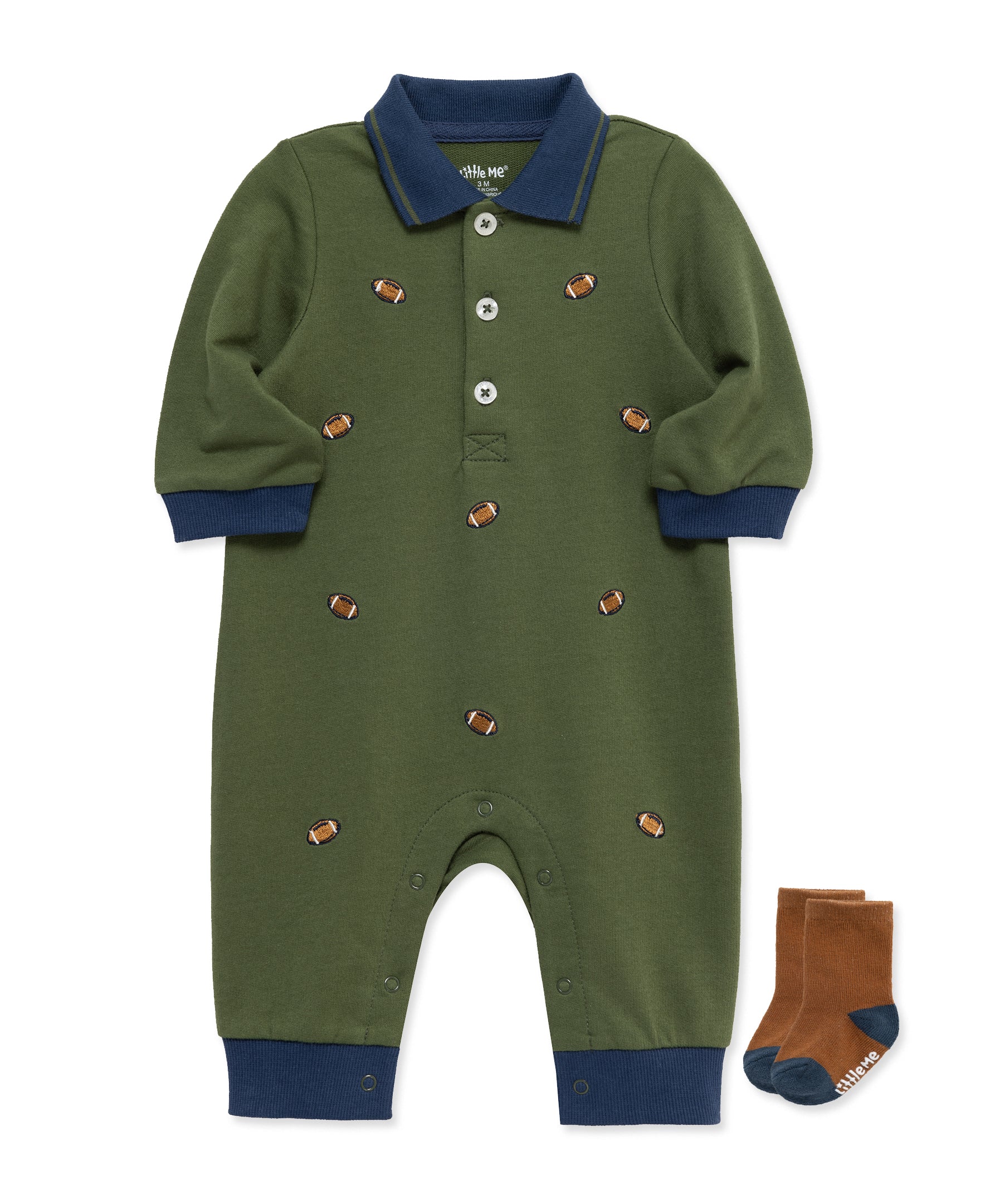 Football Coverall & Sock Set (3M-12M) - Little Me