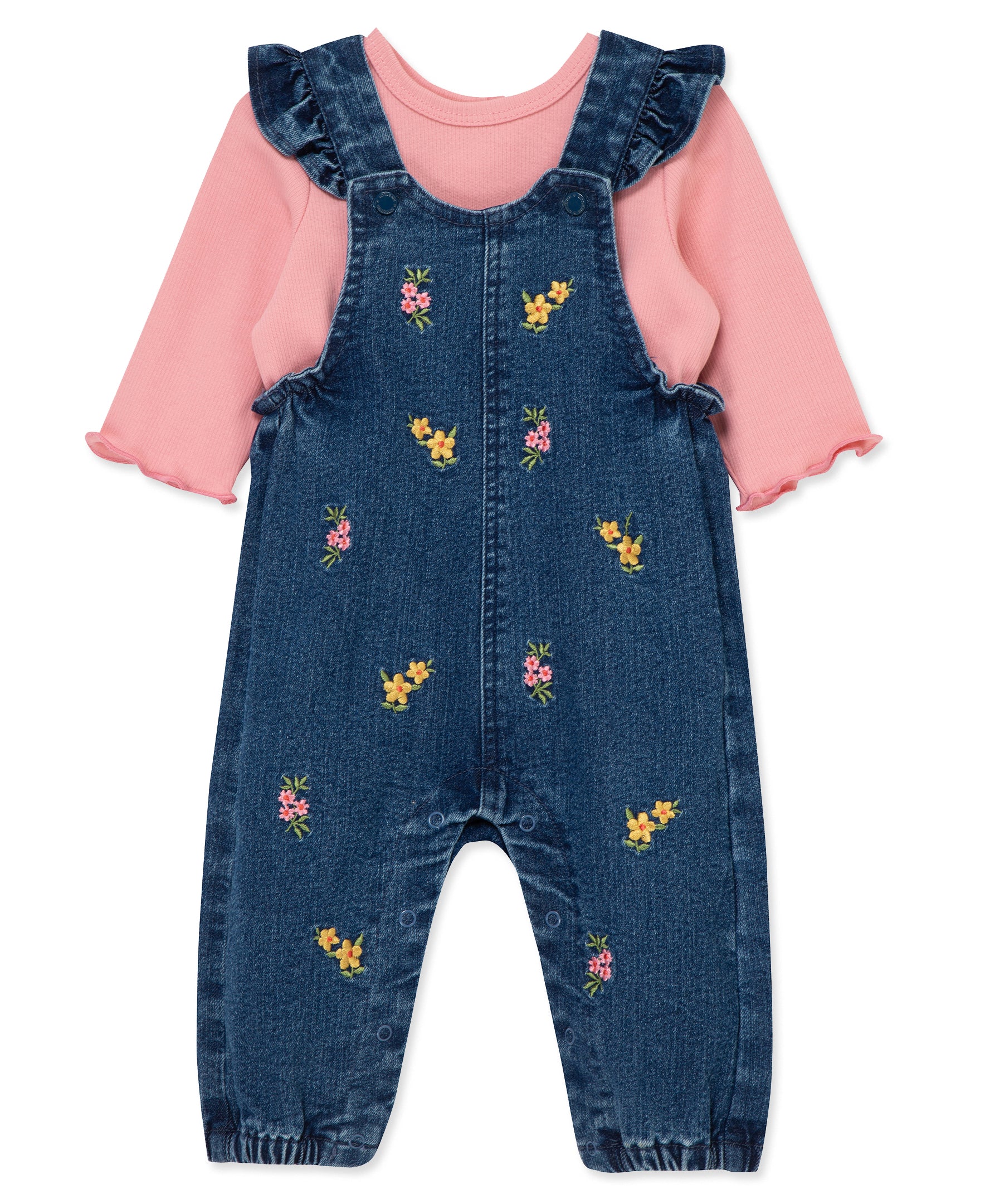 Flowers Denim Overall set (3M-12M) - Little Me