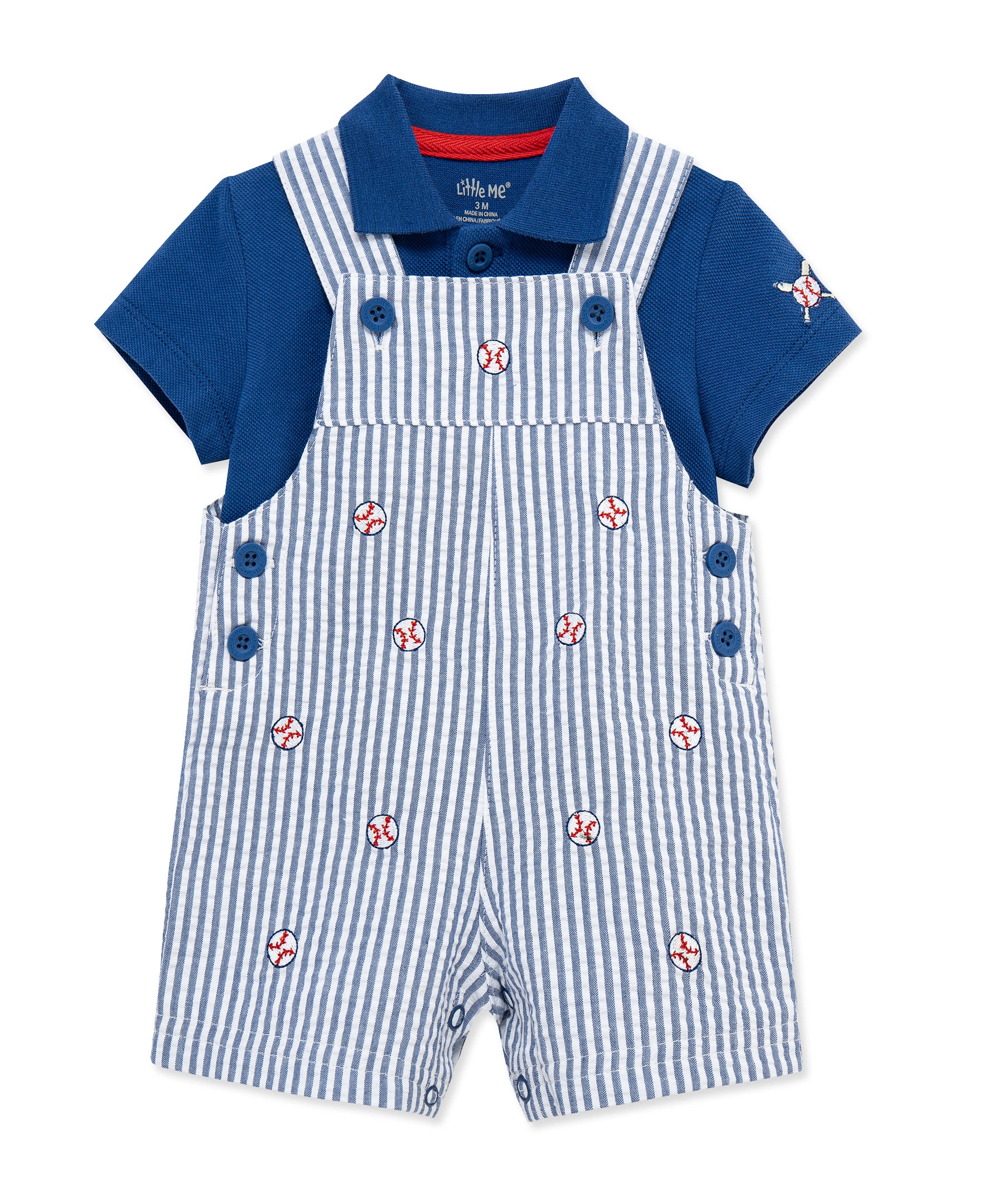 Baseball Woven Shortall Set (12M-24M) - Little Me
