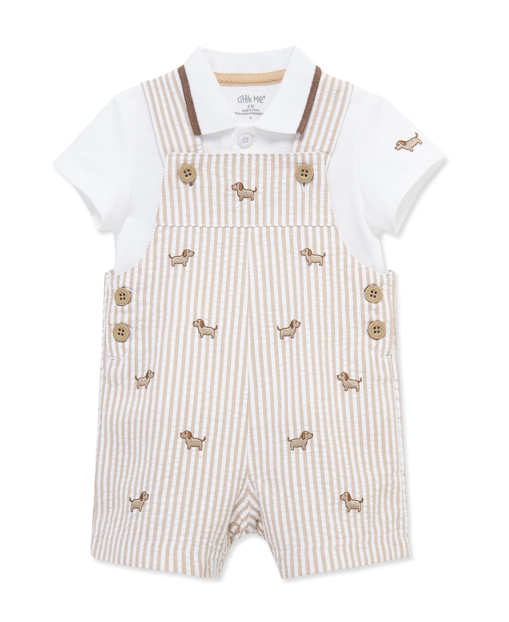 Puppies Woven Shortall Set (3M-12M)